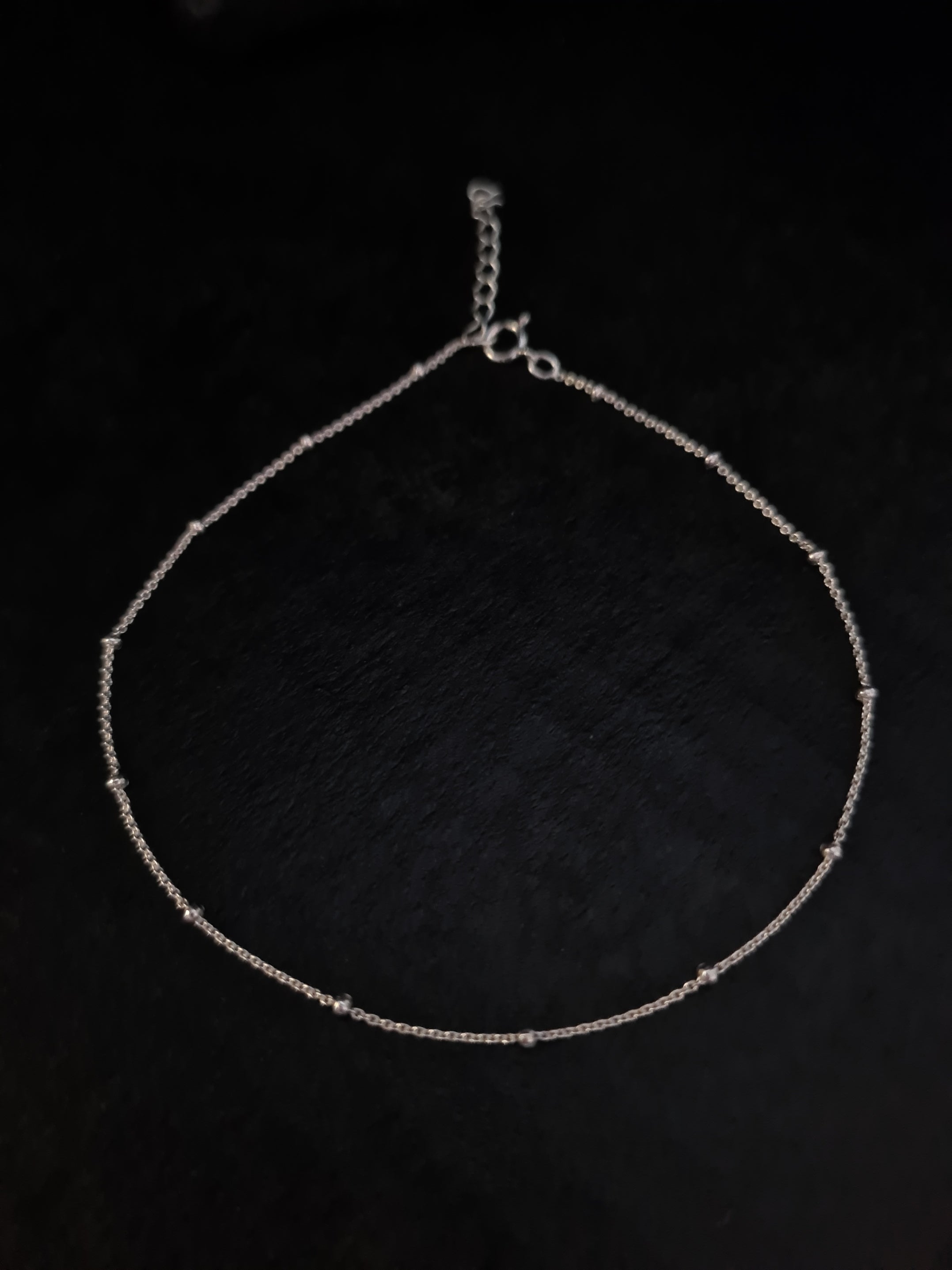 25cm Silver Satellite Anklet With Extension