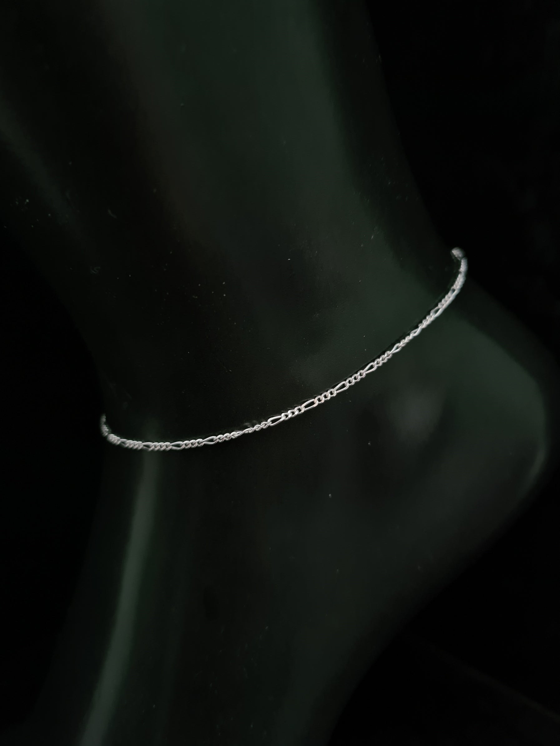 25cm Silver Figaro Anklet With Extension