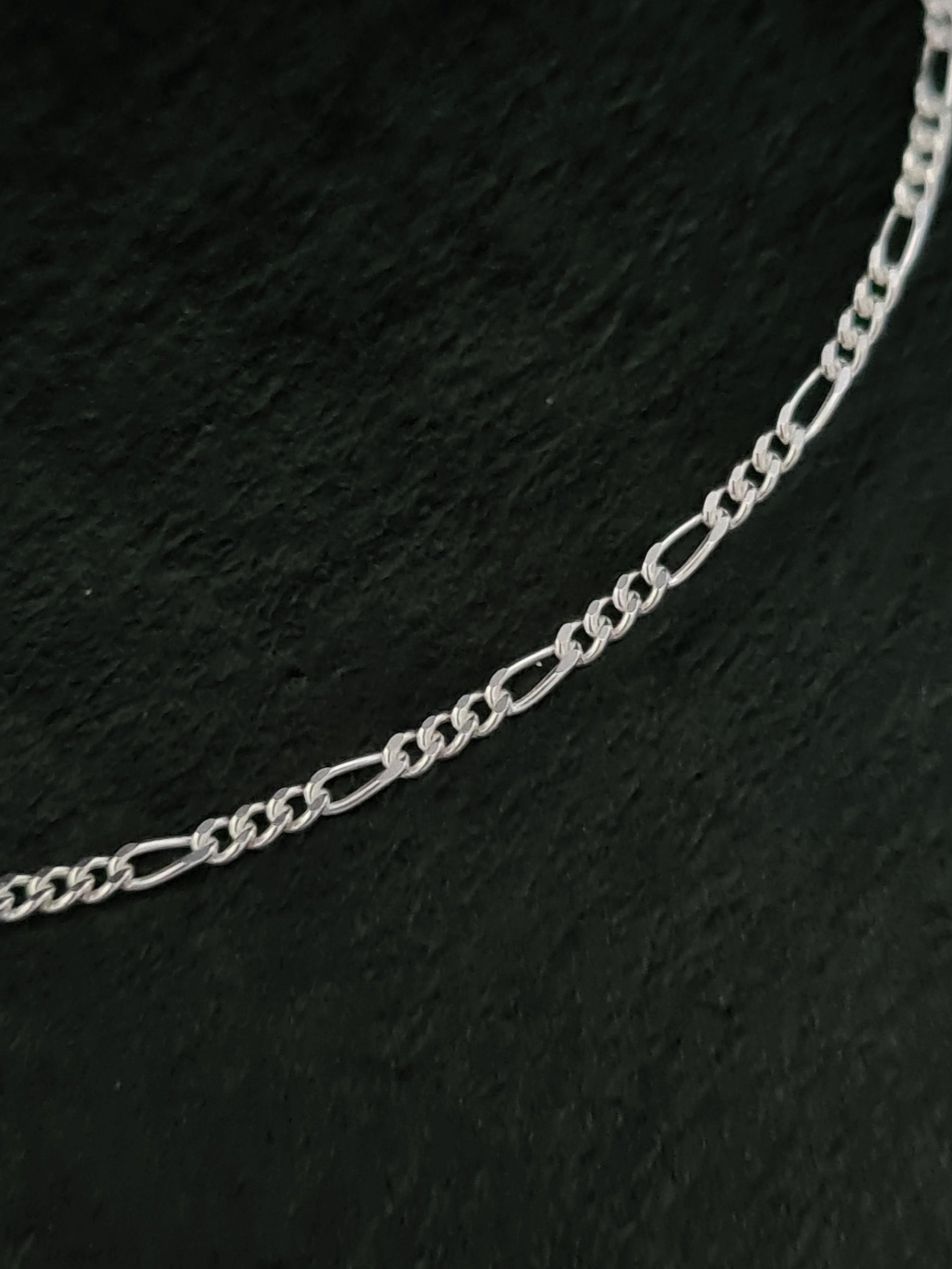 25cm Silver Figaro Anklet With Extension