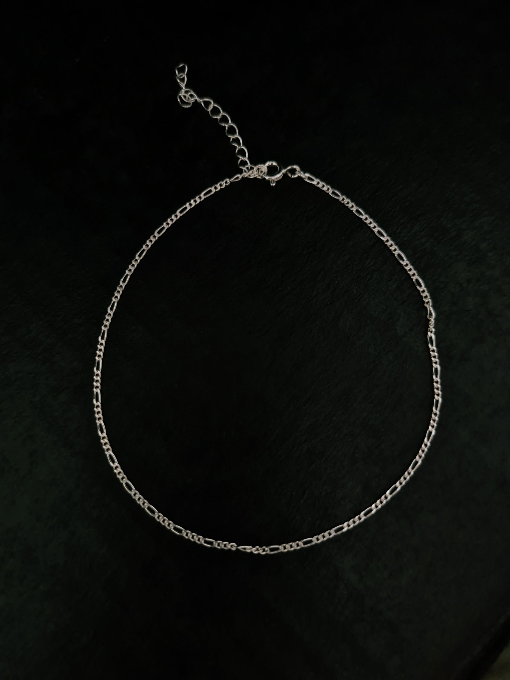 25cm Silver Figaro Anklet With Extension