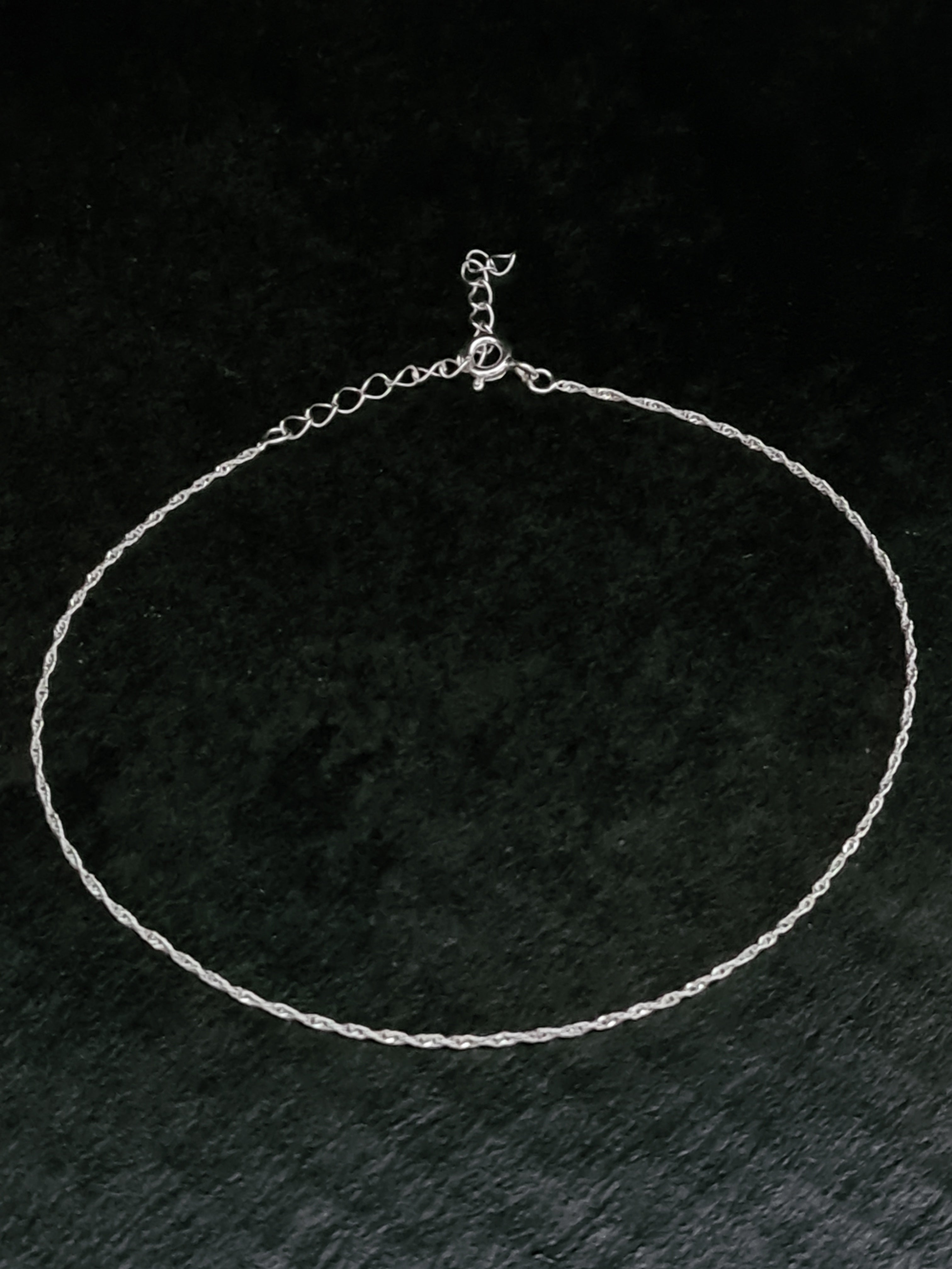 25cm Silver Singapore Chain Anklet With Extension