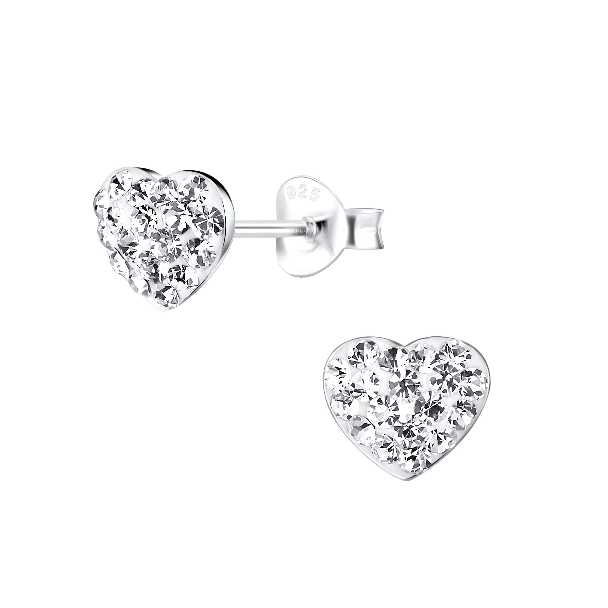 Silver Heart Stud Earrings