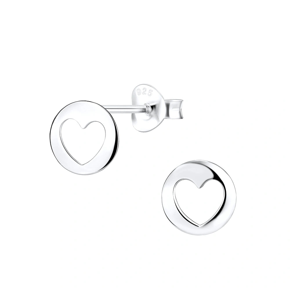 Silver Heart Stud Earrings