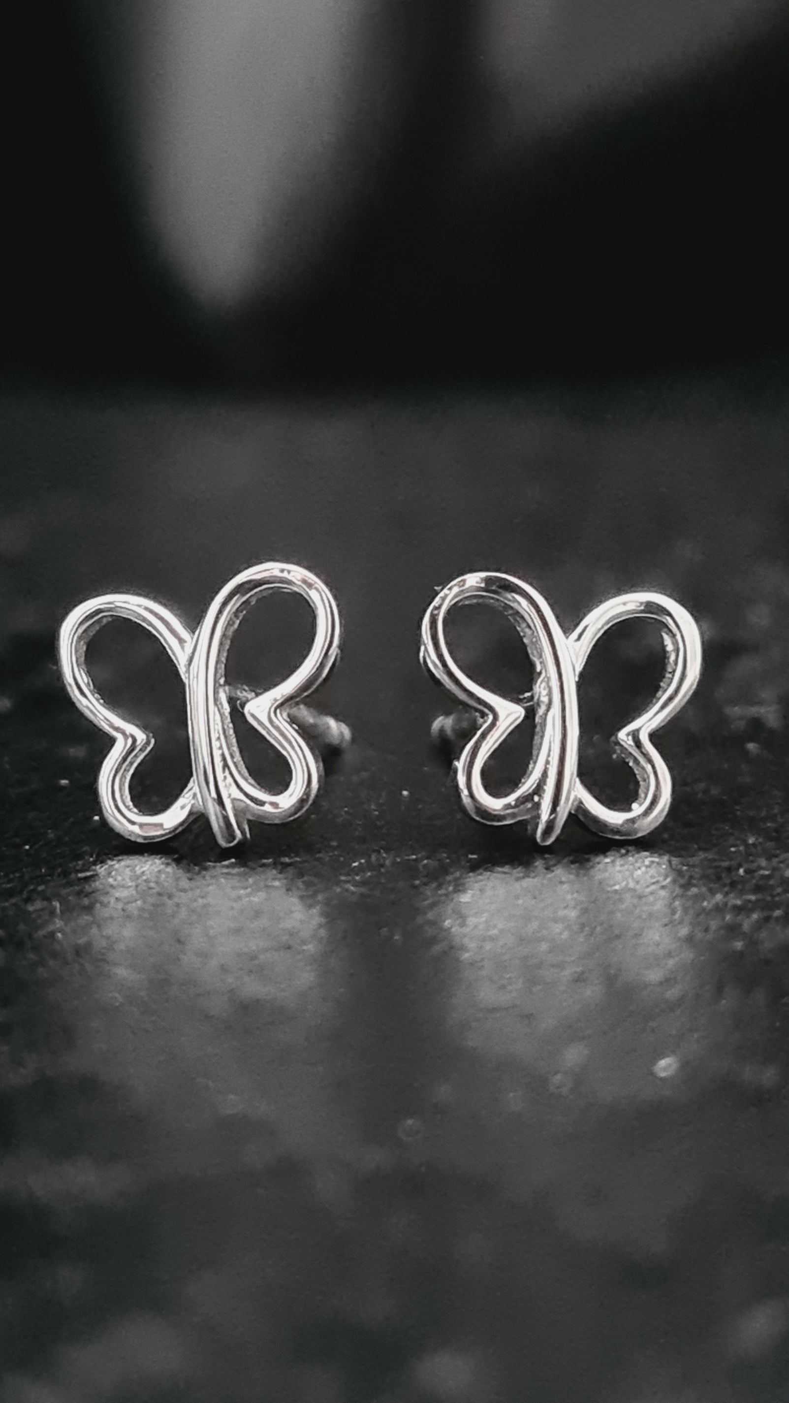 Silver Butterfly Stud Earrings