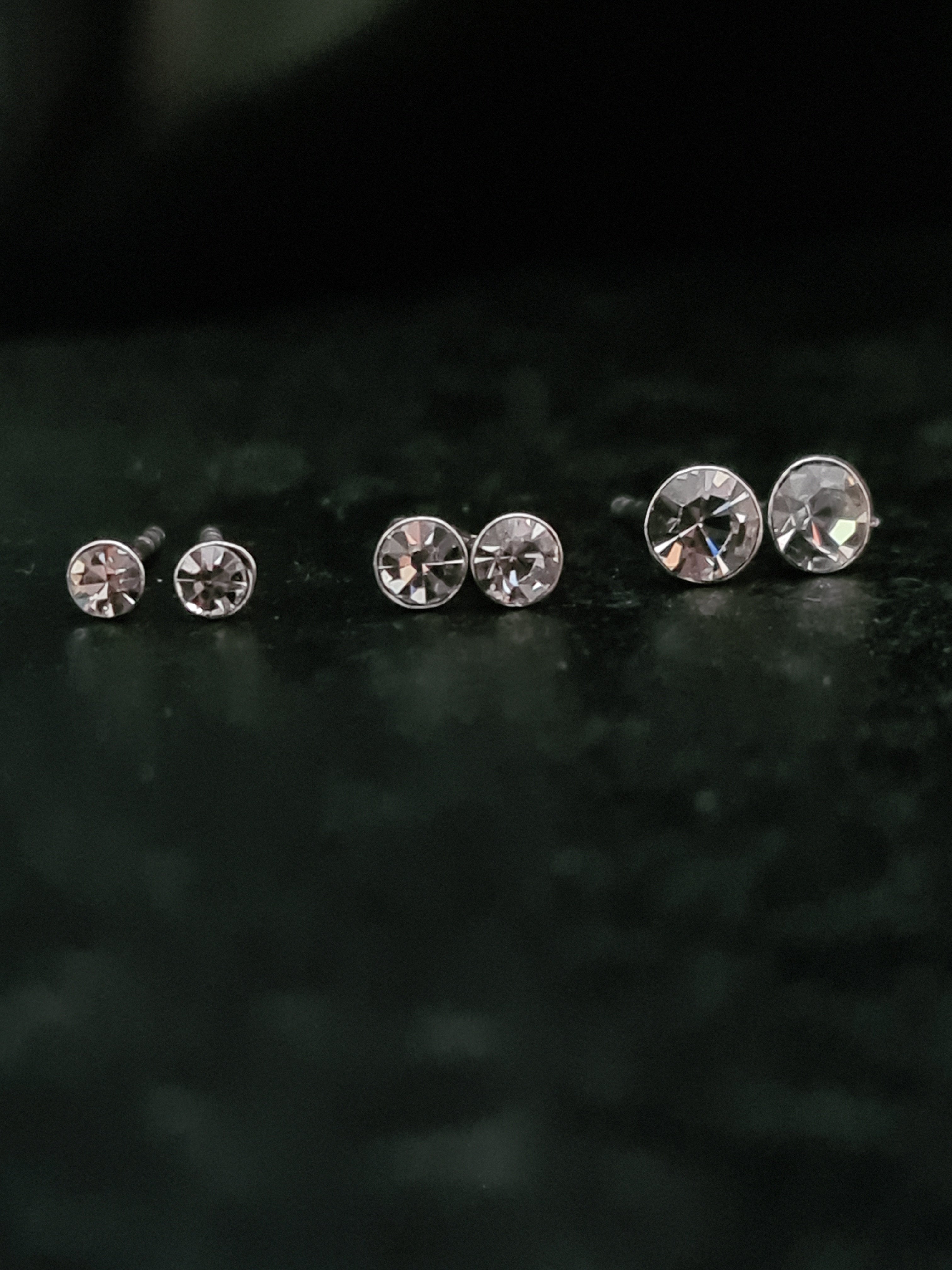 Silver Basic Stud Earrings Set 3pairs