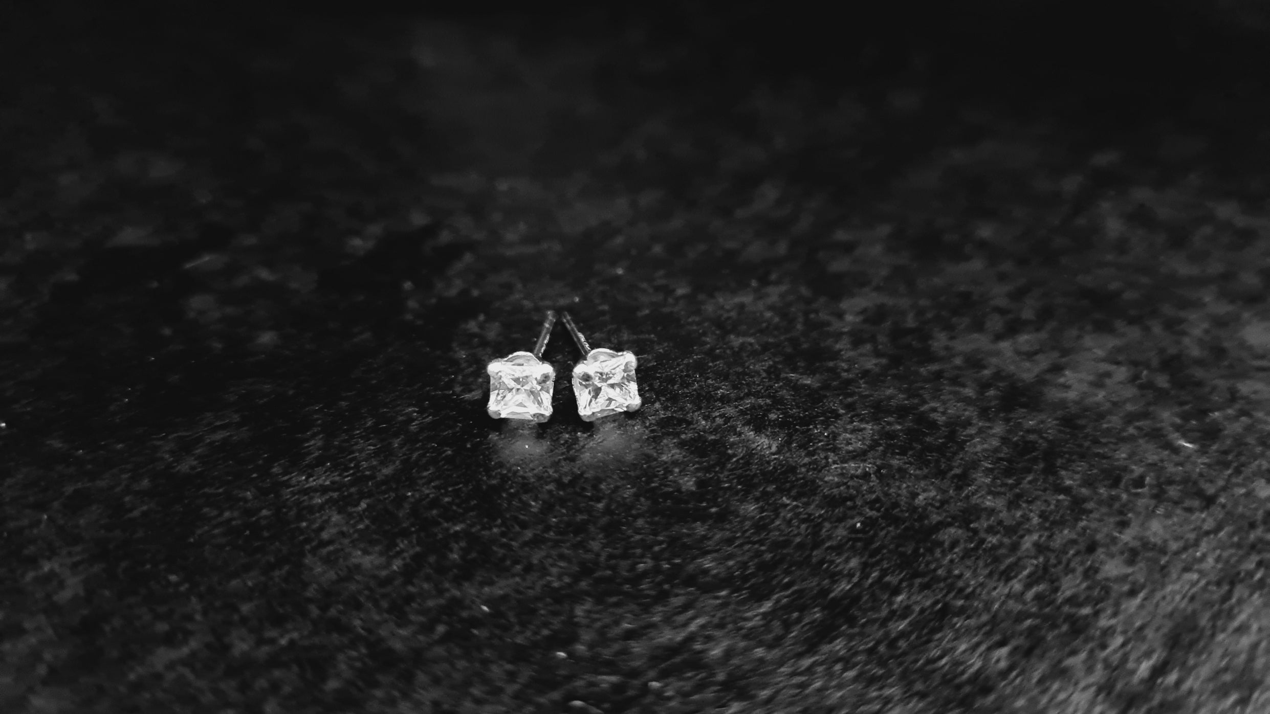 4mm Square Cubic Zirconia Silver Stud Earrings