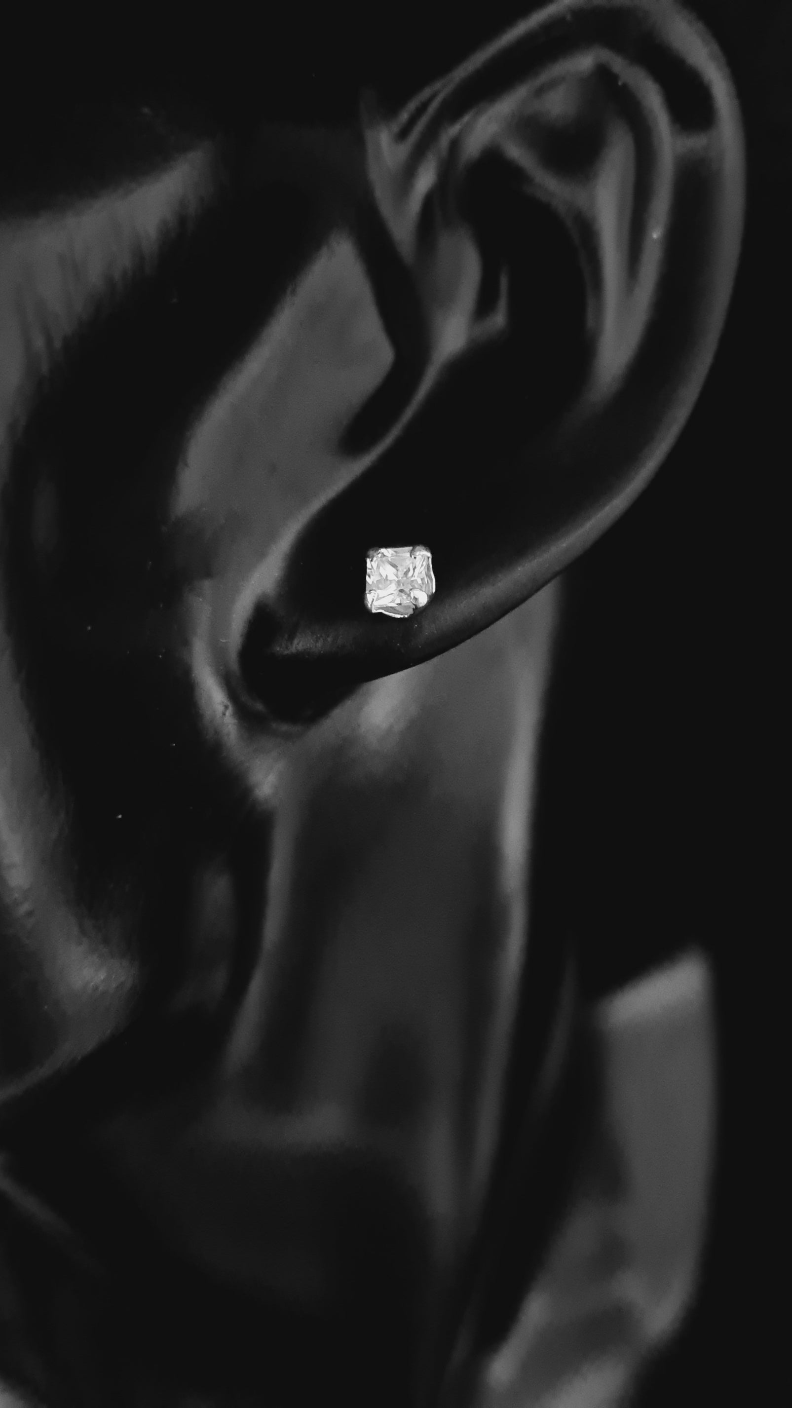 4mm Square Cubic Zirconia Silver Stud Earrings