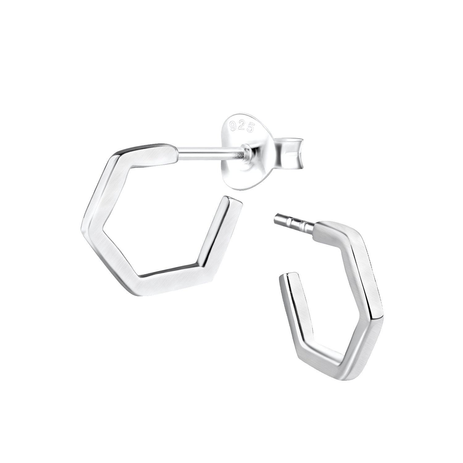 Silver Half Hoop Stud Earrings