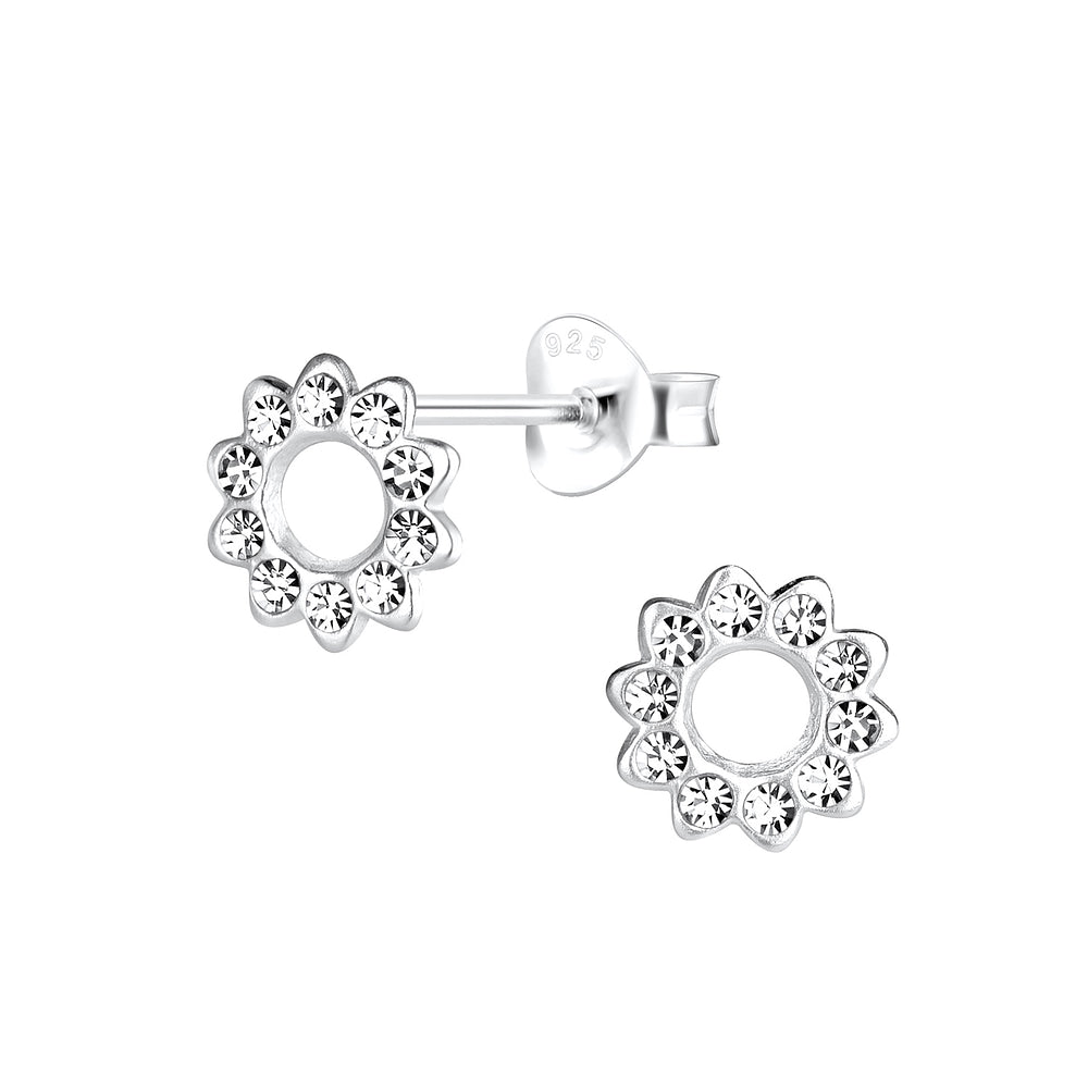 Silver Sun Stud Earrings