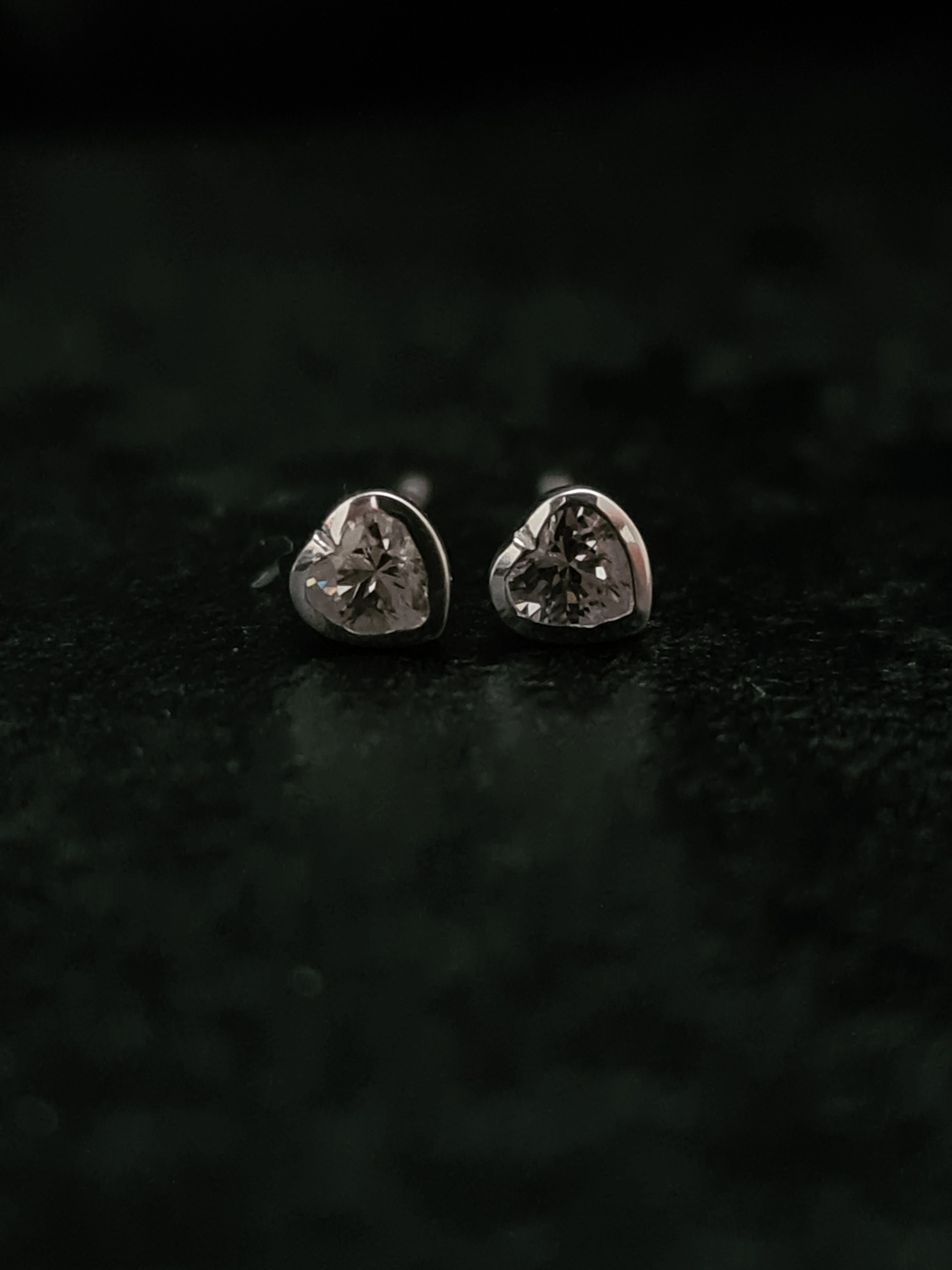 Silver Heart Cubic Zirconia Stud Earrings