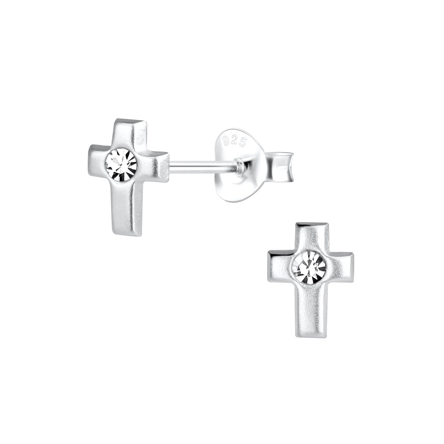 Silver Cross Stud Earrings