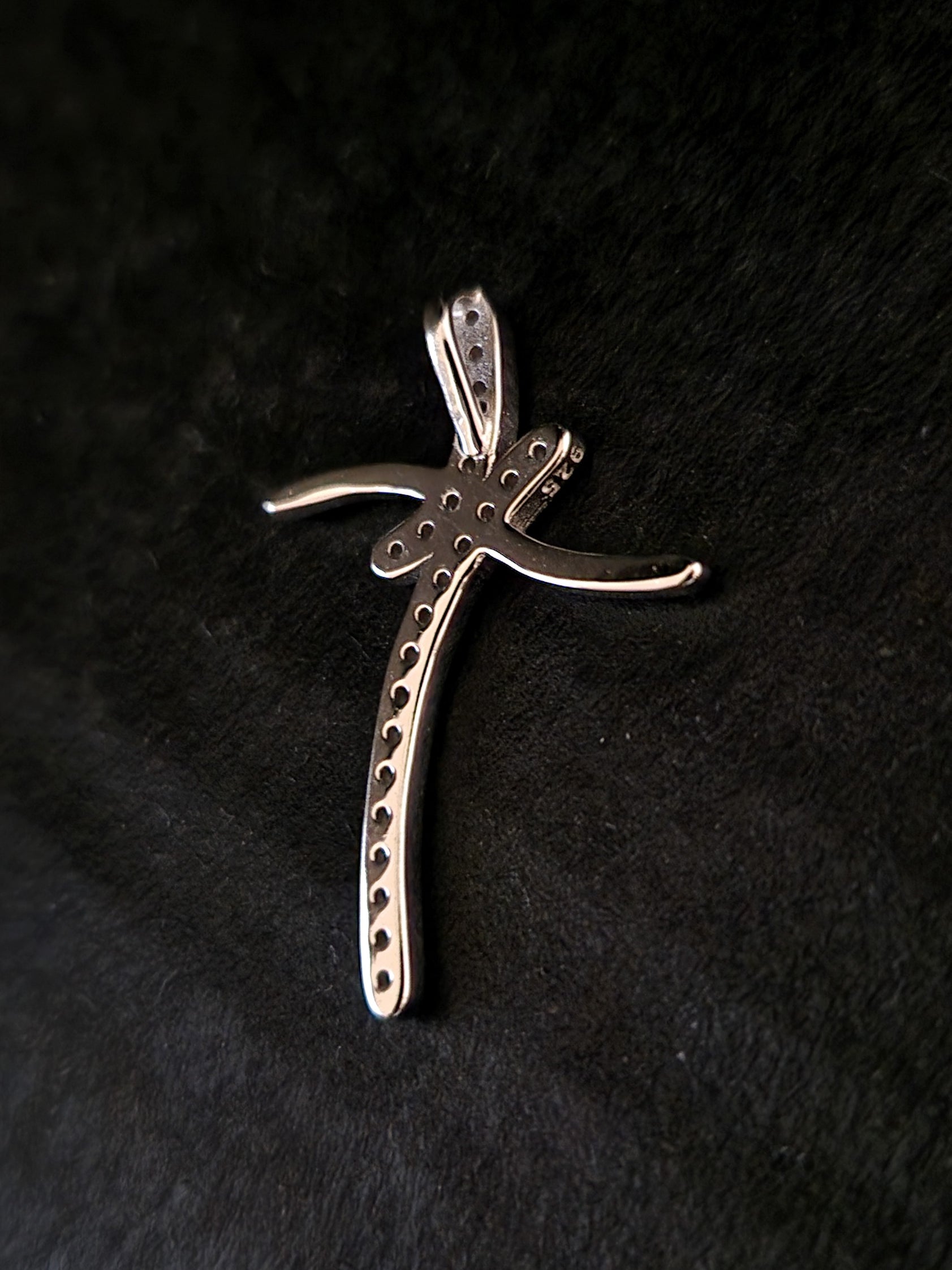 Pendant Cross with White Cubic Zirconia in SILVER 925 Galvanic Rhodium