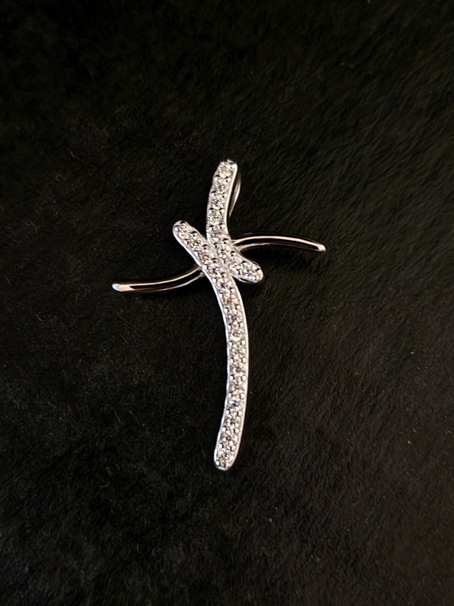 Pendant Cross with White Cubic Zirconia in SILVER 925 Galvanic Rhodium