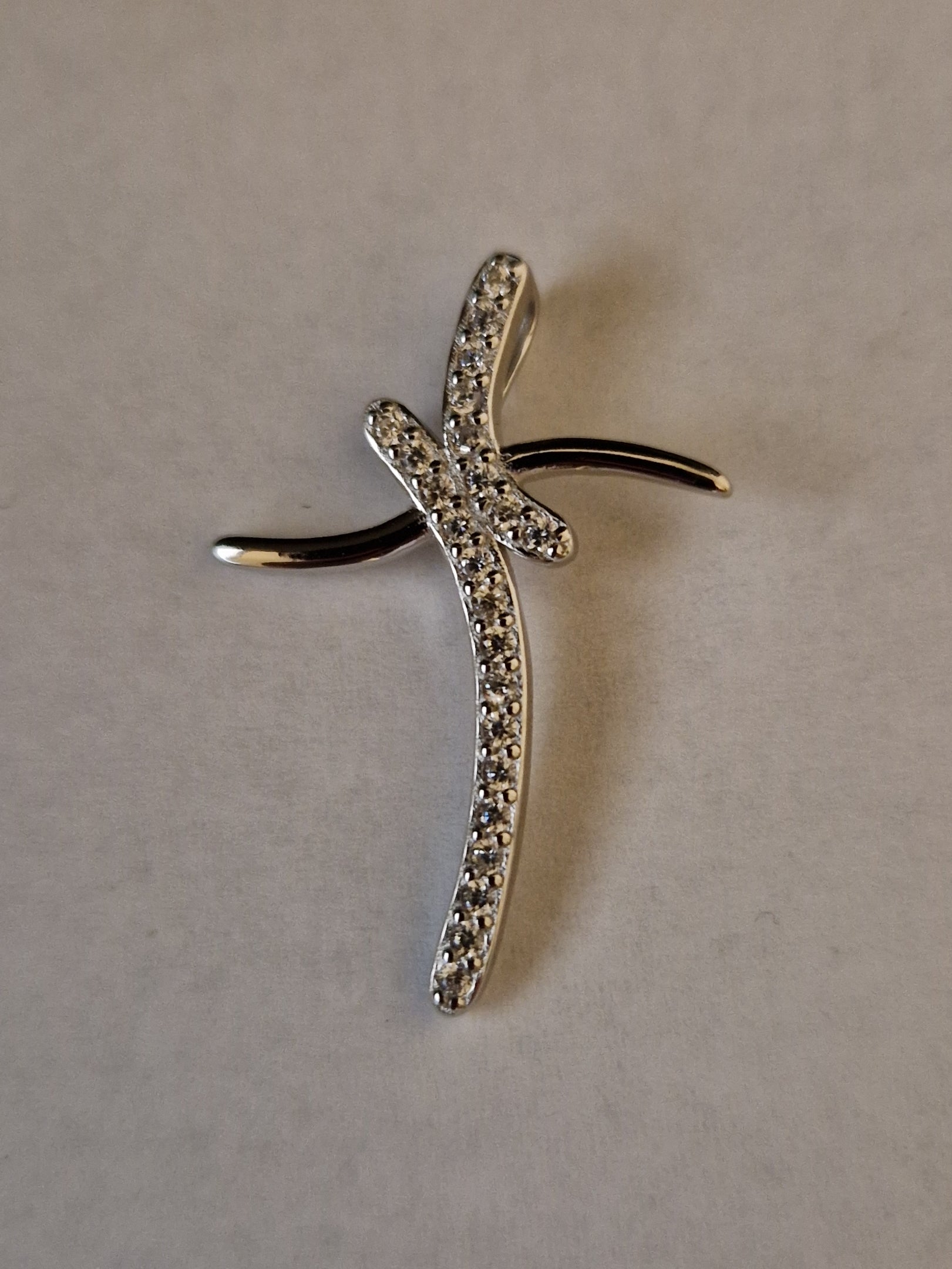 Pendant Cross with White Cubic Zirconia in SILVER 925 Galvanic Rhodium