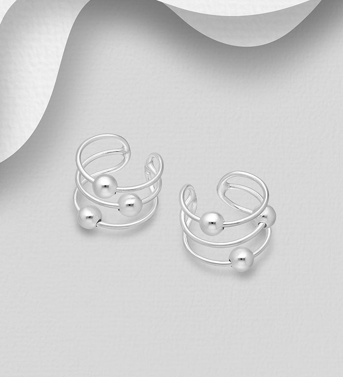 925 Sterling Silver Ball Ear Cuffs