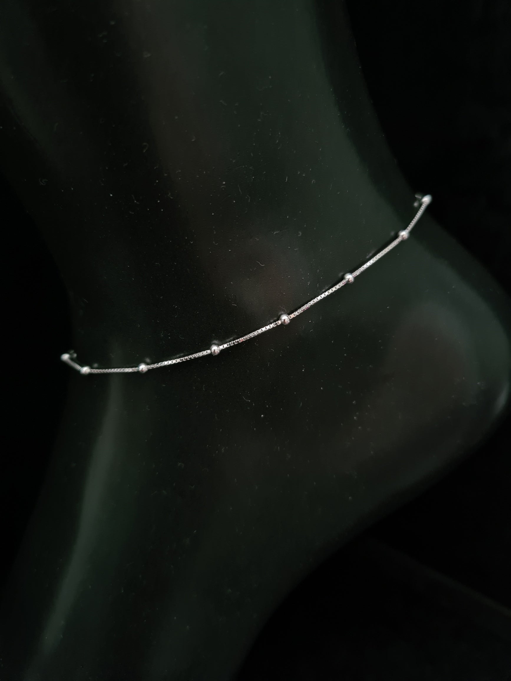 ITALIAN DELIGHT – 925 Sterling Silver Ball Anklet, Made in Italy.