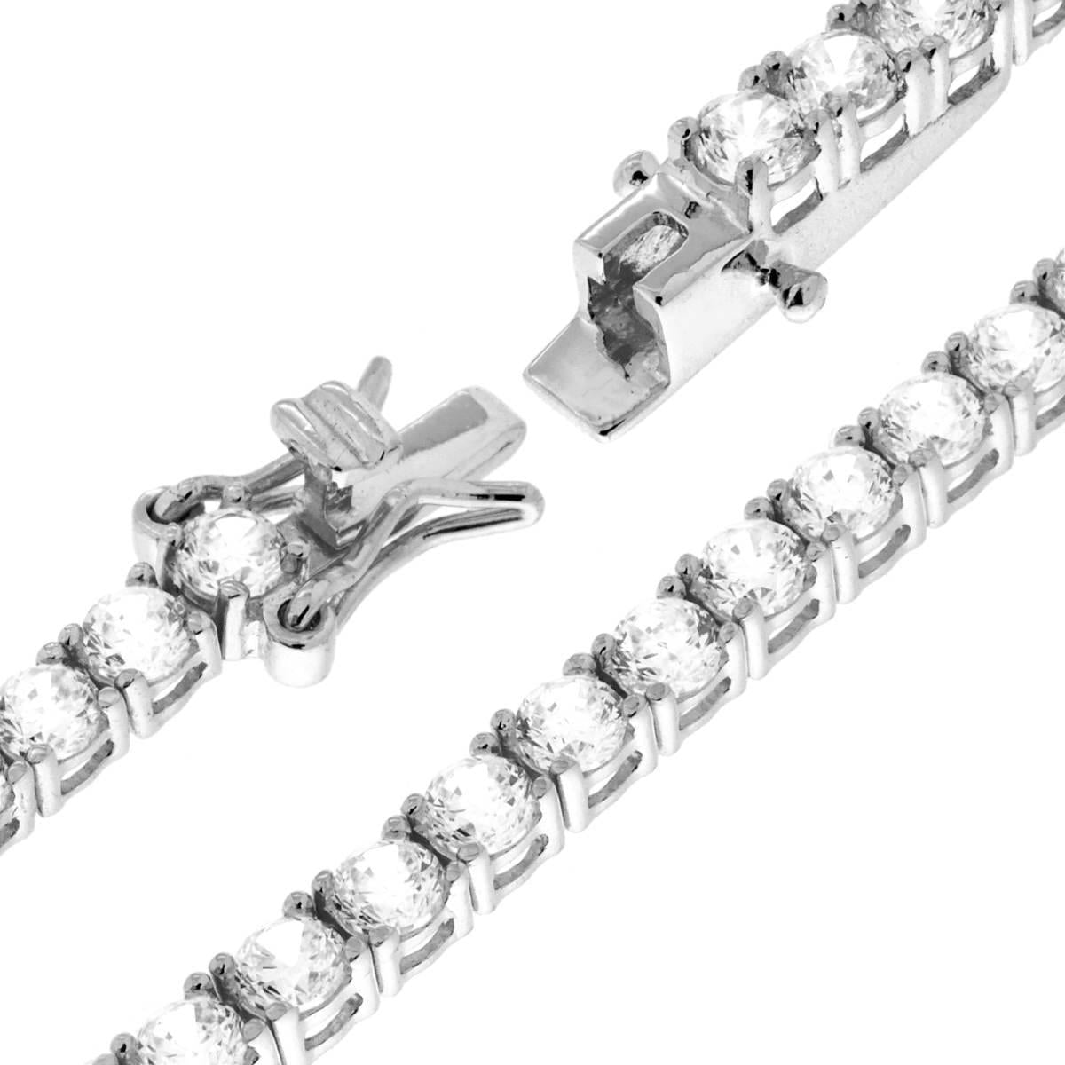 Tennis Bracelet 17 cm with Cubic Zirconia mm 3 White in 925 SILVER Galvanic Rhodium