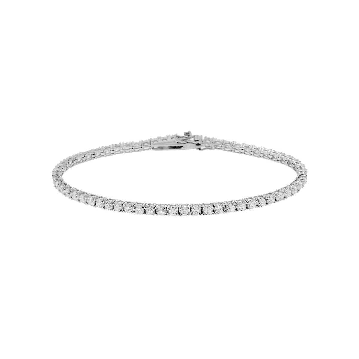 Tennis Bracelet 17 cm with Cubic Zirconia mm 3 White in 925 SILVER Galvanic Rhodium