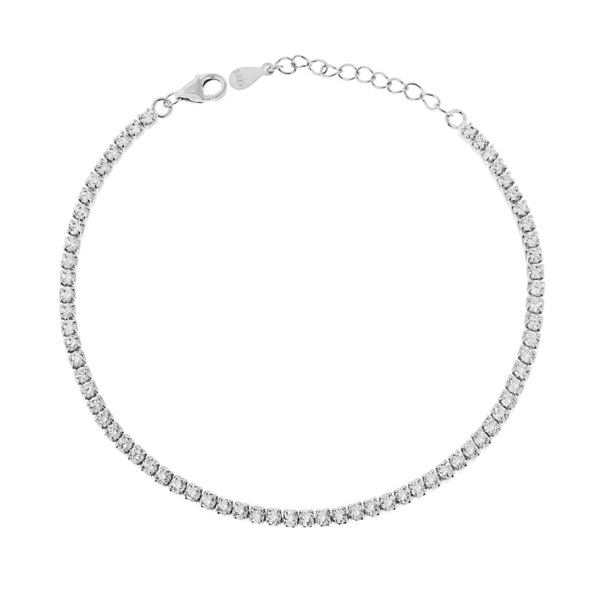 Tennis silver Bracelet with White Zircons in SILVER 925 17cm