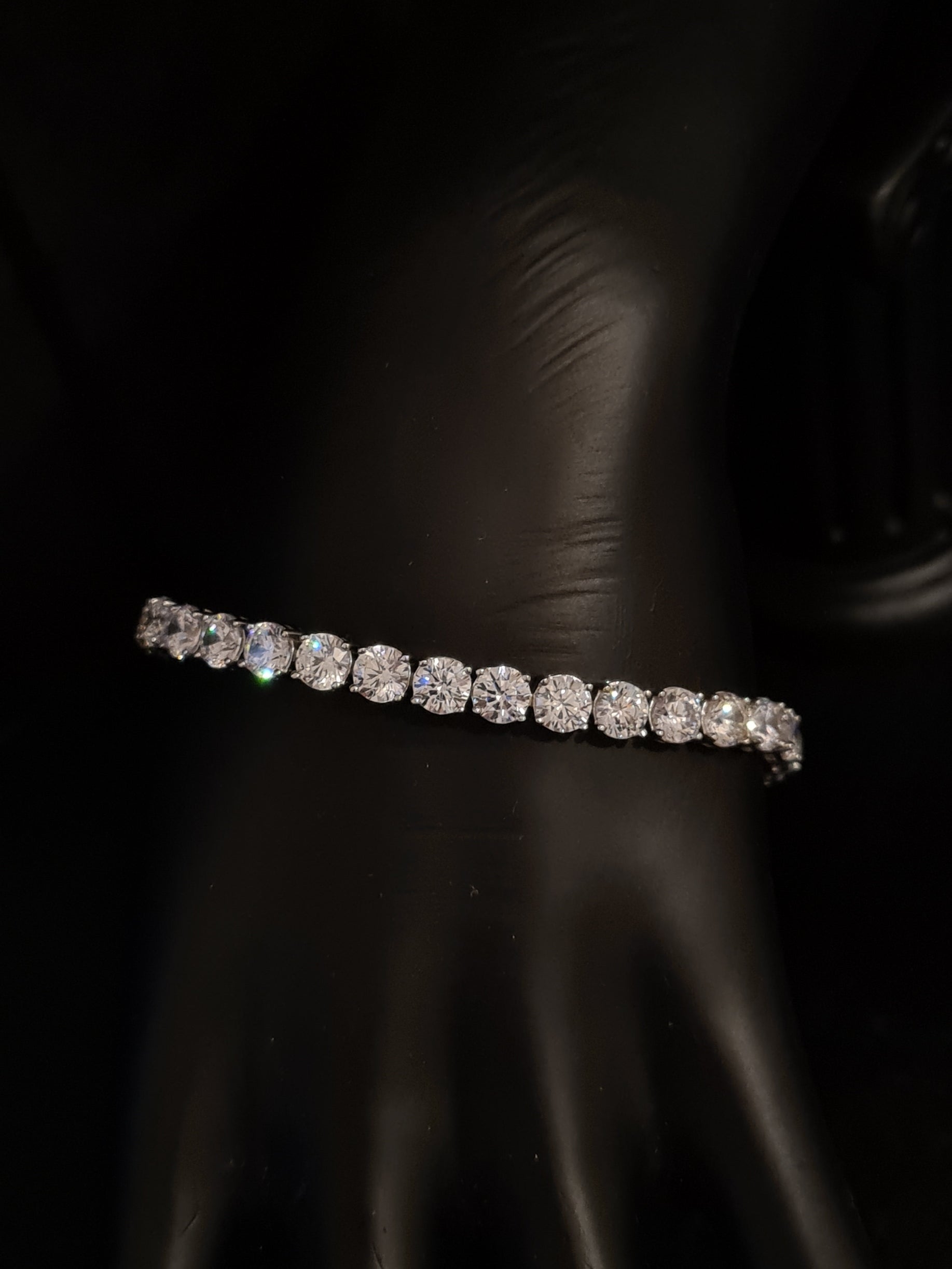 Tennis Bracelet Griffe with White Cubic Zirconia 5mm in SILVER 925 Galvanic Rhodium