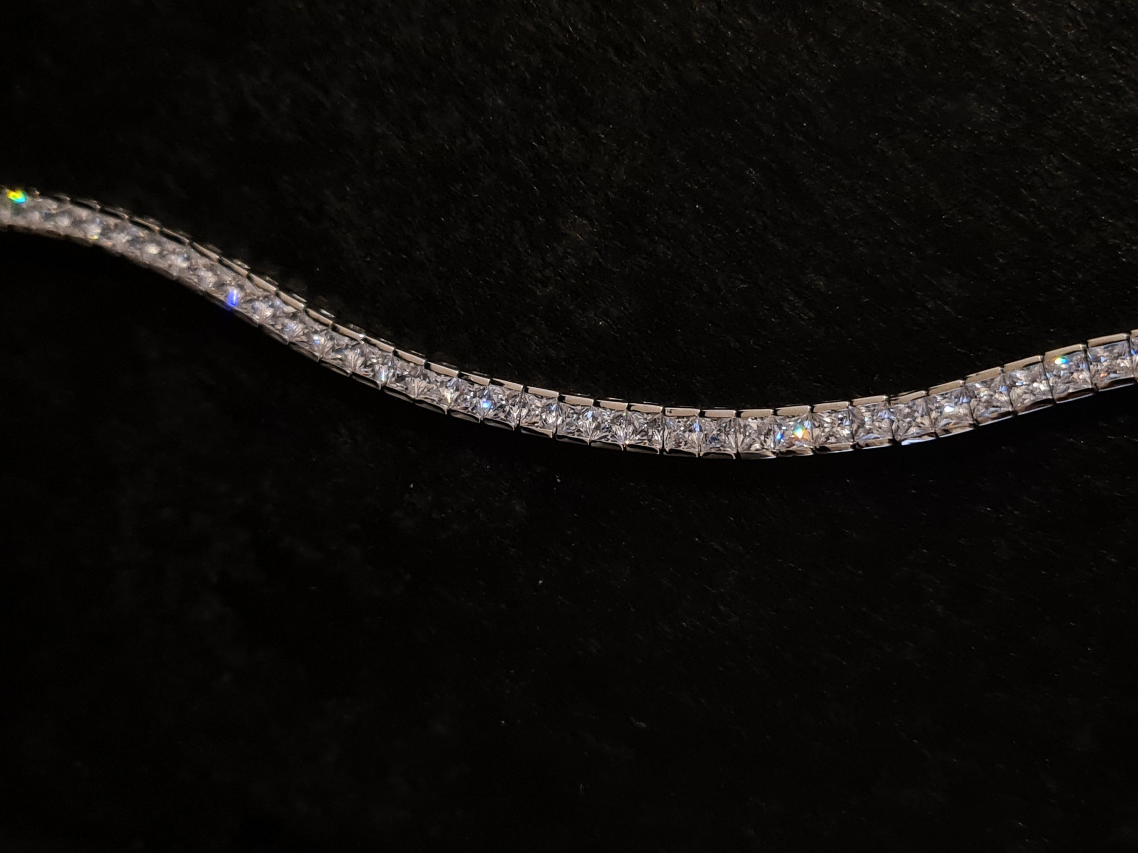 Tennis Carre Bracelet 18 cm with White Zircons mm 3 in 925 SILVER Rhodium Galvanic