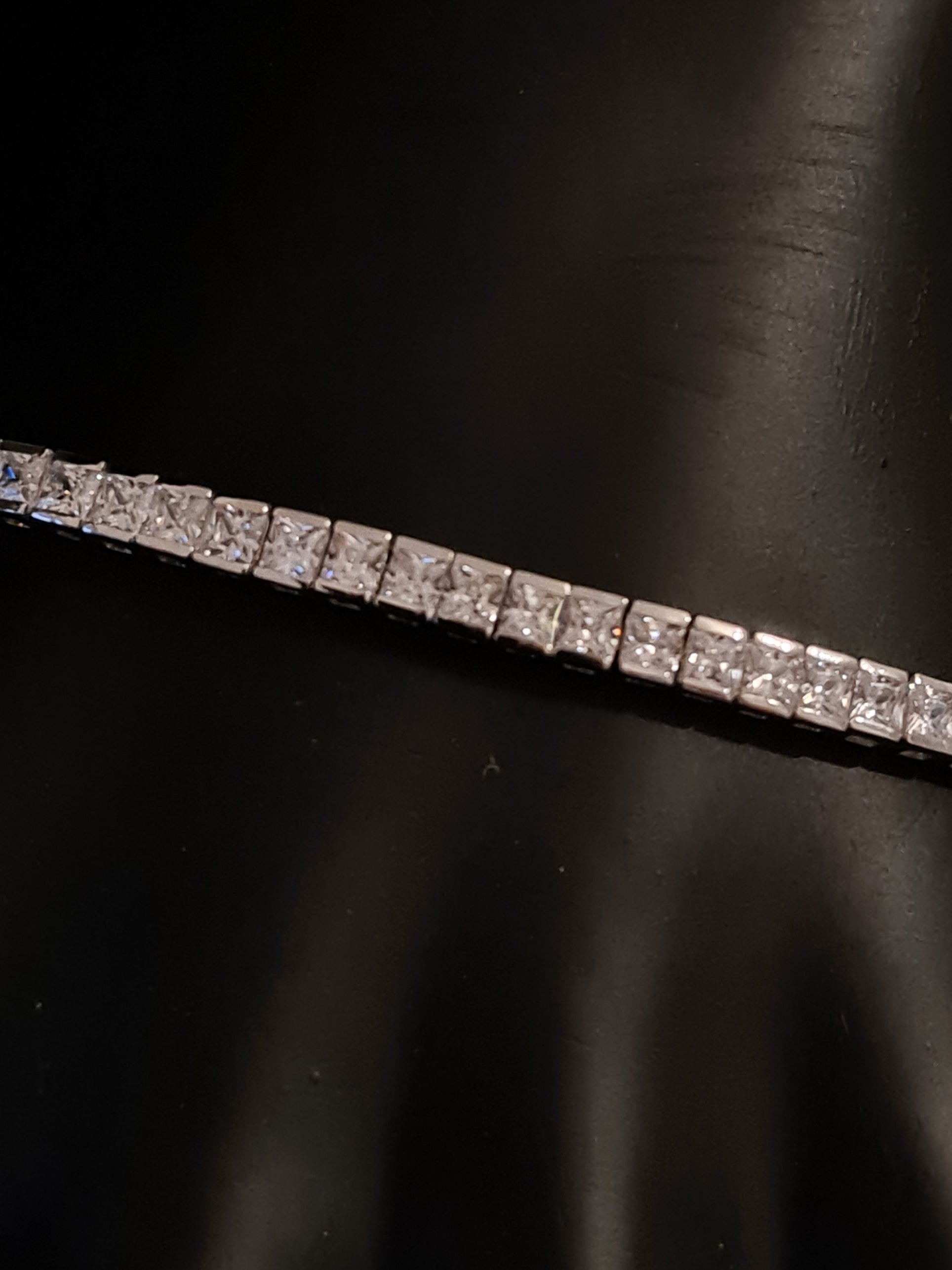 Tennis Carre Bracelet 18 cm with White Zircons mm 3 in 925 SILVER Rhodium Galvanic