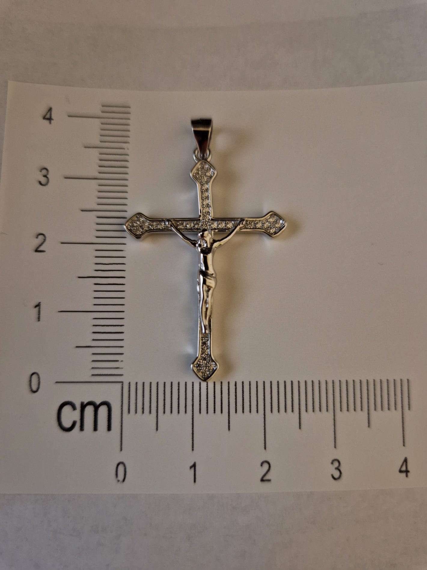 Pendant Cross with White Cubic Zirconia in SILVER 925 Galvanic Rhodium