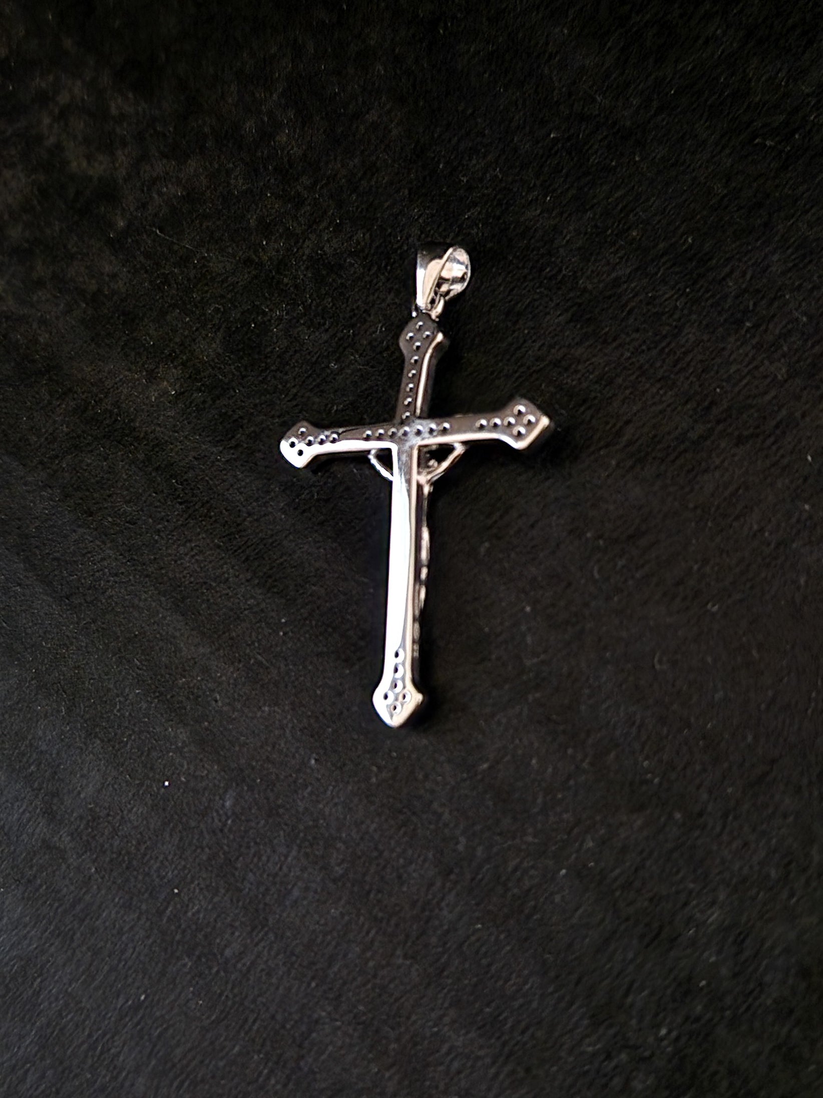 Pendant Cross with White Cubic Zirconia in SILVER 925 Galvanic Rhodium