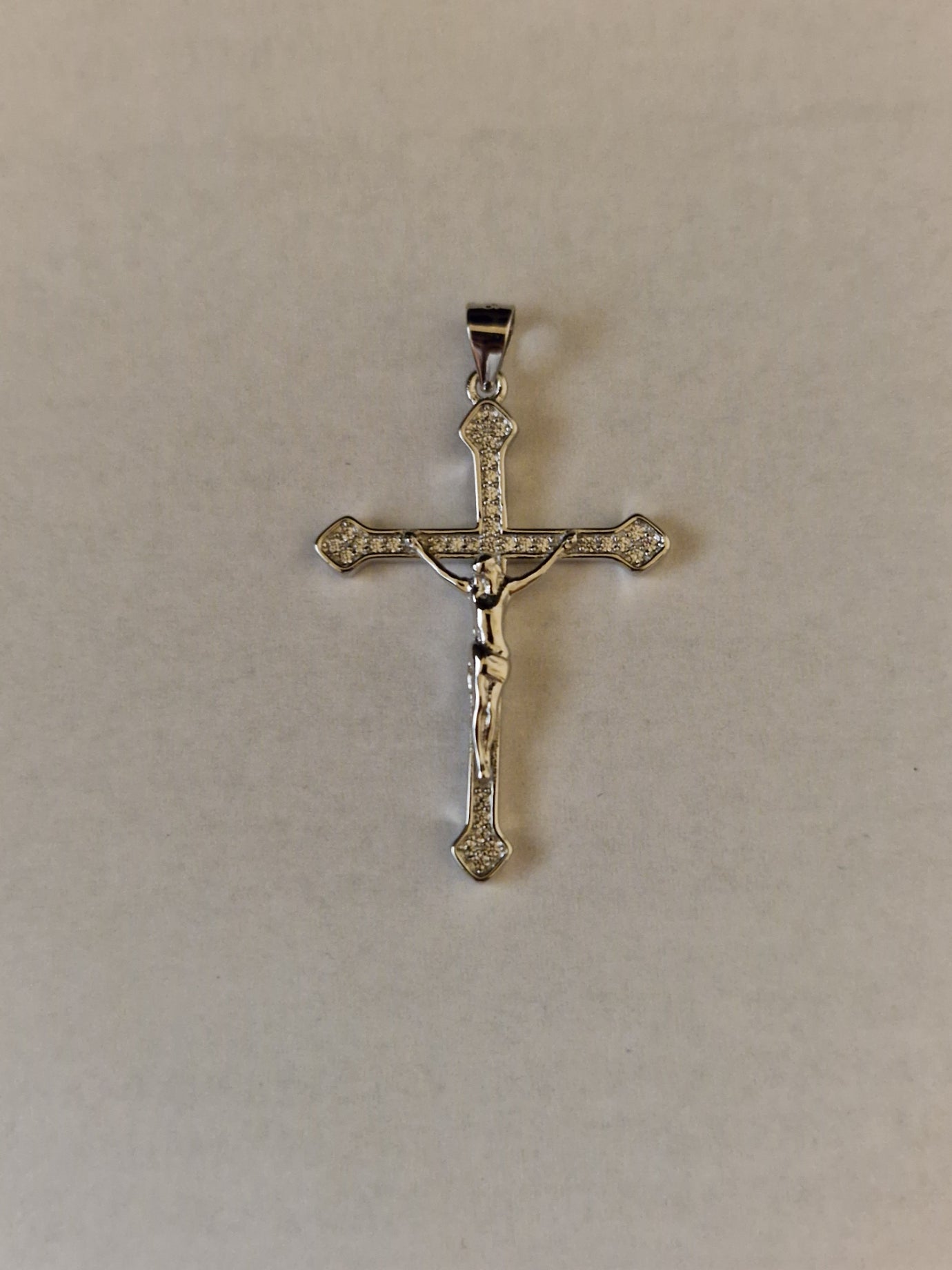 Pendant Cross with White Cubic Zirconia in SILVER 925 Galvanic Rhodium