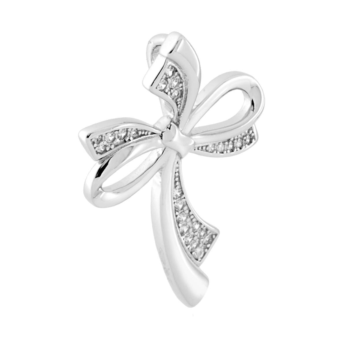 Buy Bow Cross Pendant with White Zircons