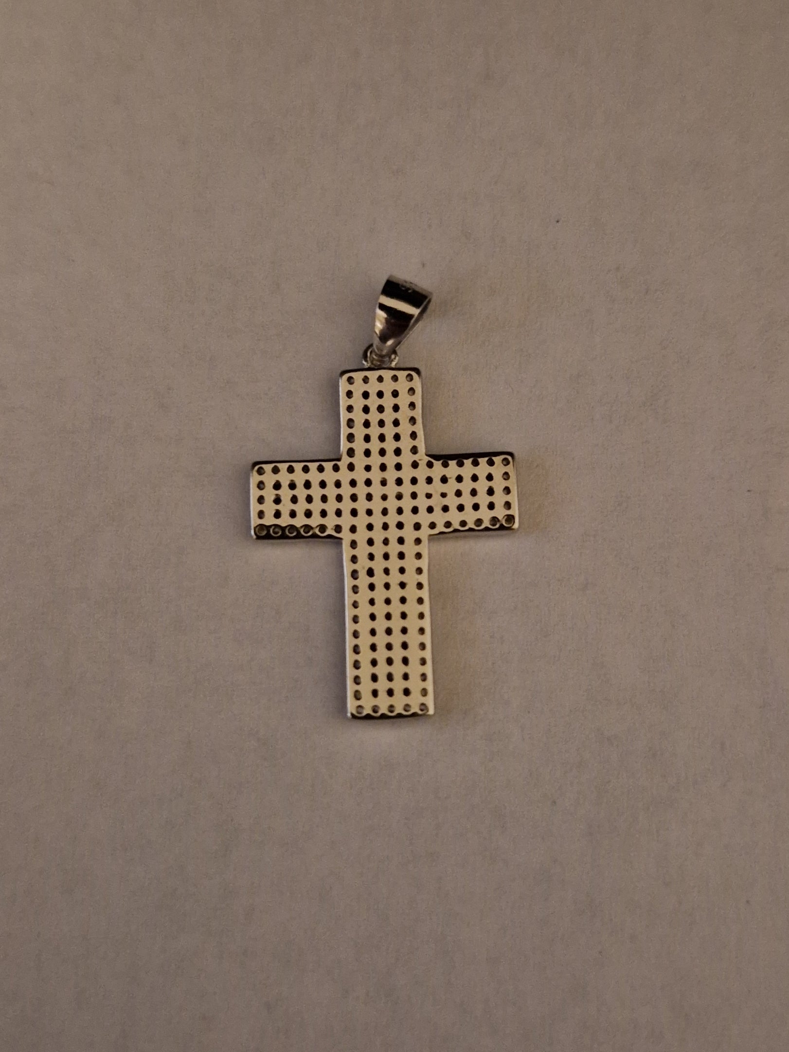 Cross Pendant with White and Black Zircons in 925 SILVER Rhodium Galvanic