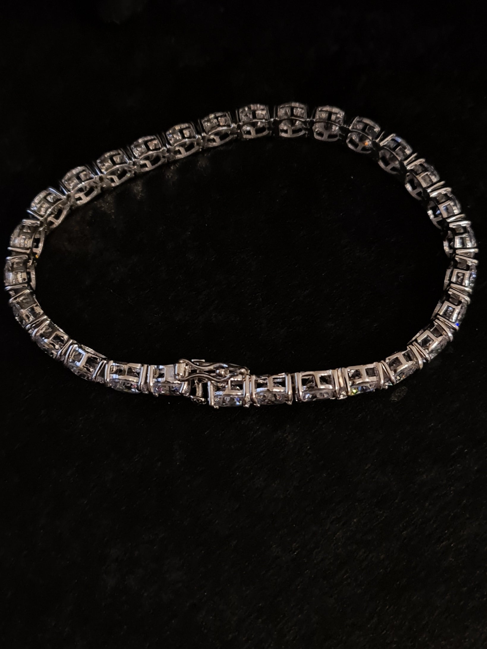 Tennis Bracelet 4 Prongs with 6mm White Cubic Zirconia in 925 SILVER Galvanic Rhodium