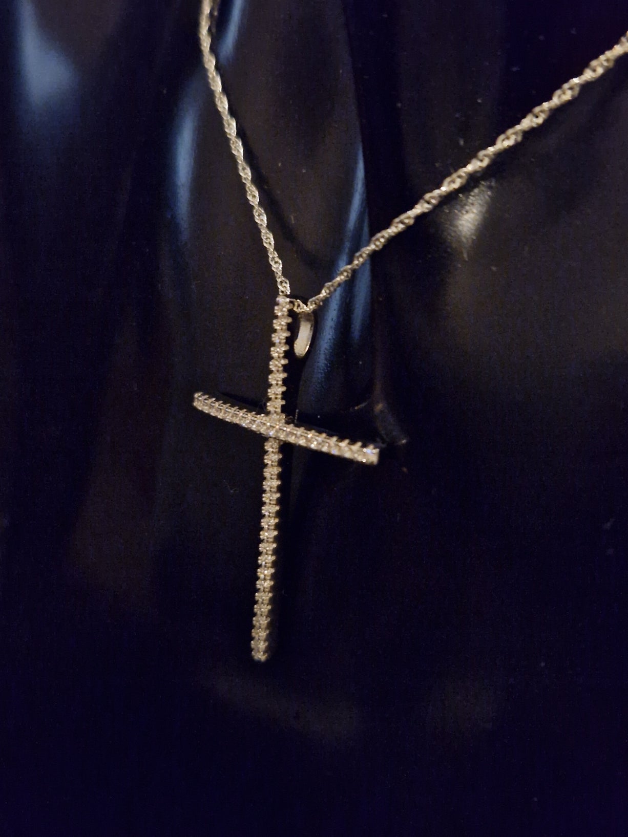 Cross Pendant with White Cubic Zirconia in 925 SILVER Rhodium Galvanic