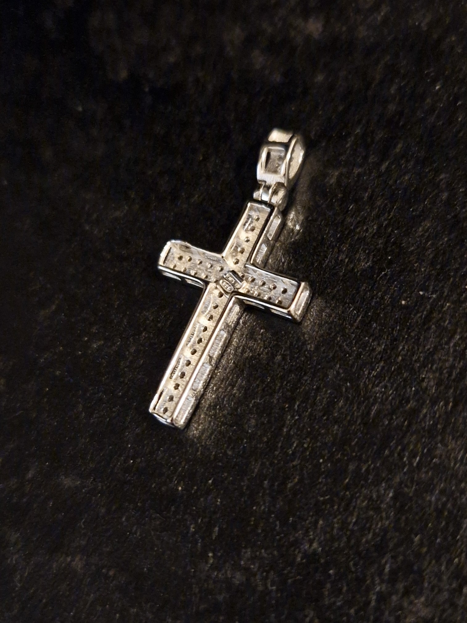 Cross Pendant with White Cubic Zirconia in 925 SILVER Rhodium Galvanic