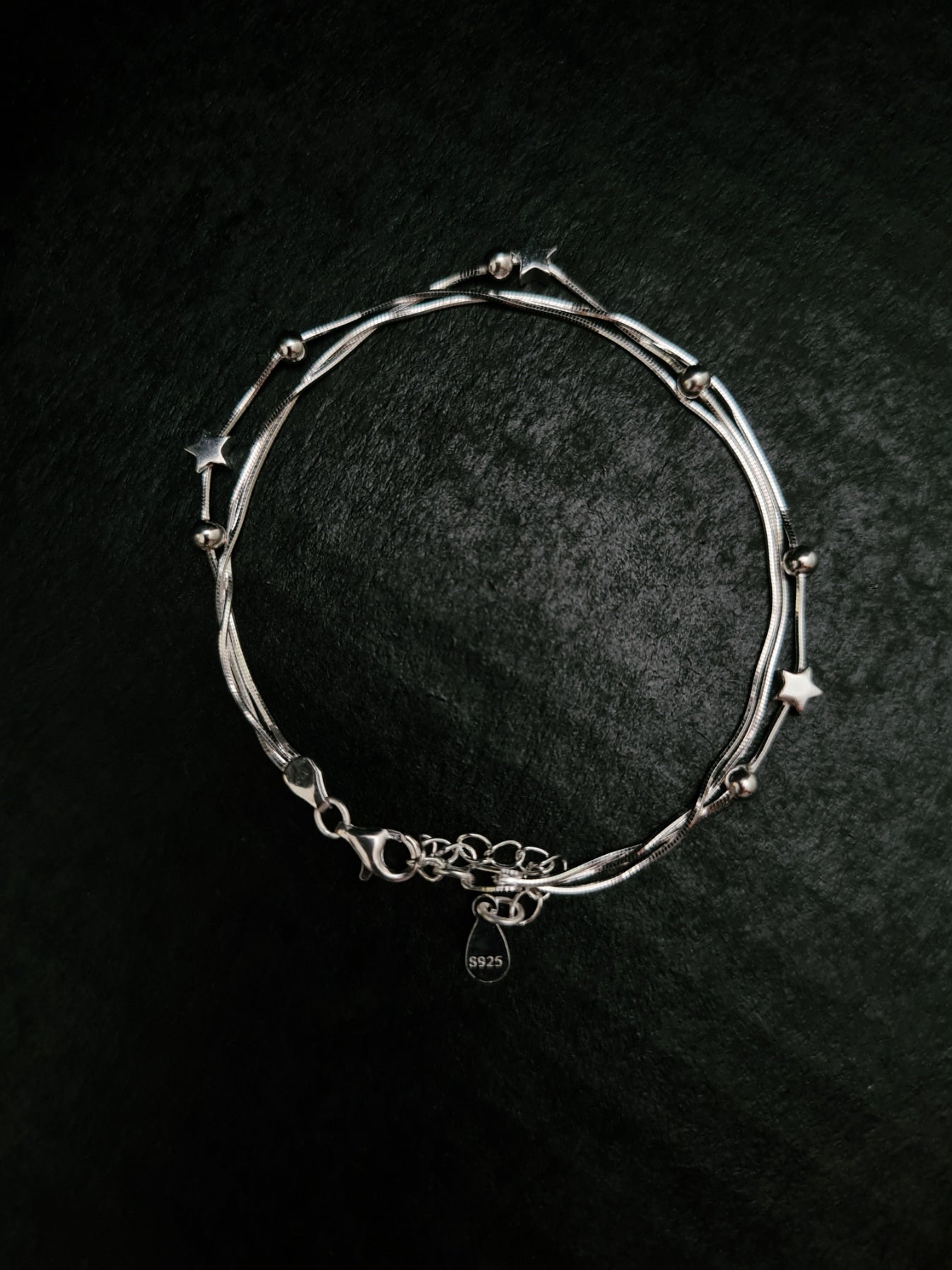 925 Sterling Silver Bracelet with Ball & Star Beads