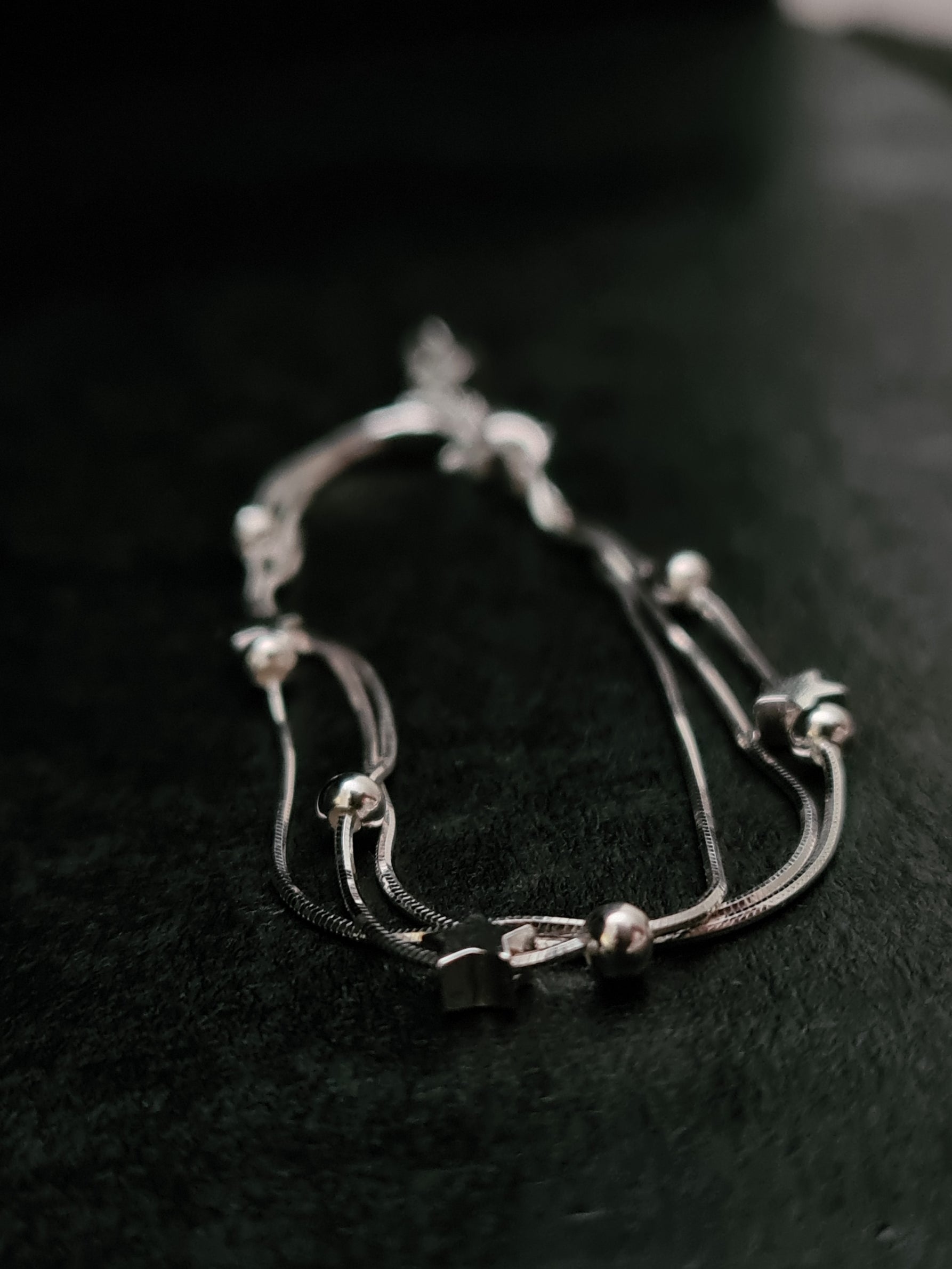 925 Sterling Silver Bracelet with Ball & Star Beads