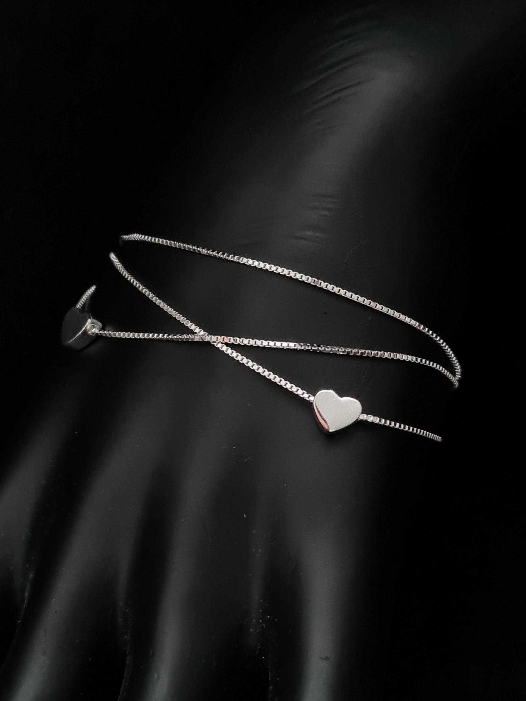 925 Sterling Silver Bracelet with Heart Charms