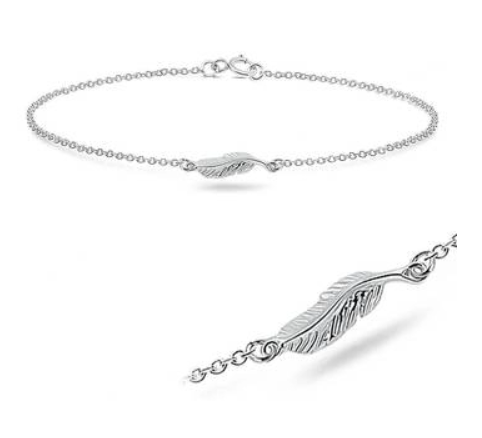 925 Feather Shaped Silver Anklet