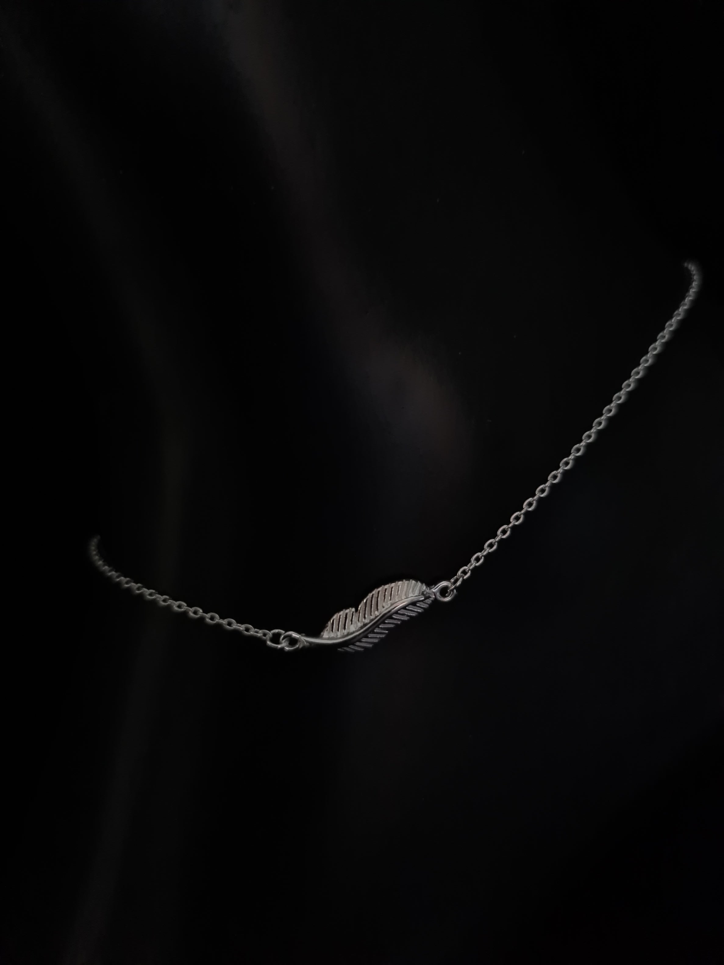  Feather Shaped Silver Anklet