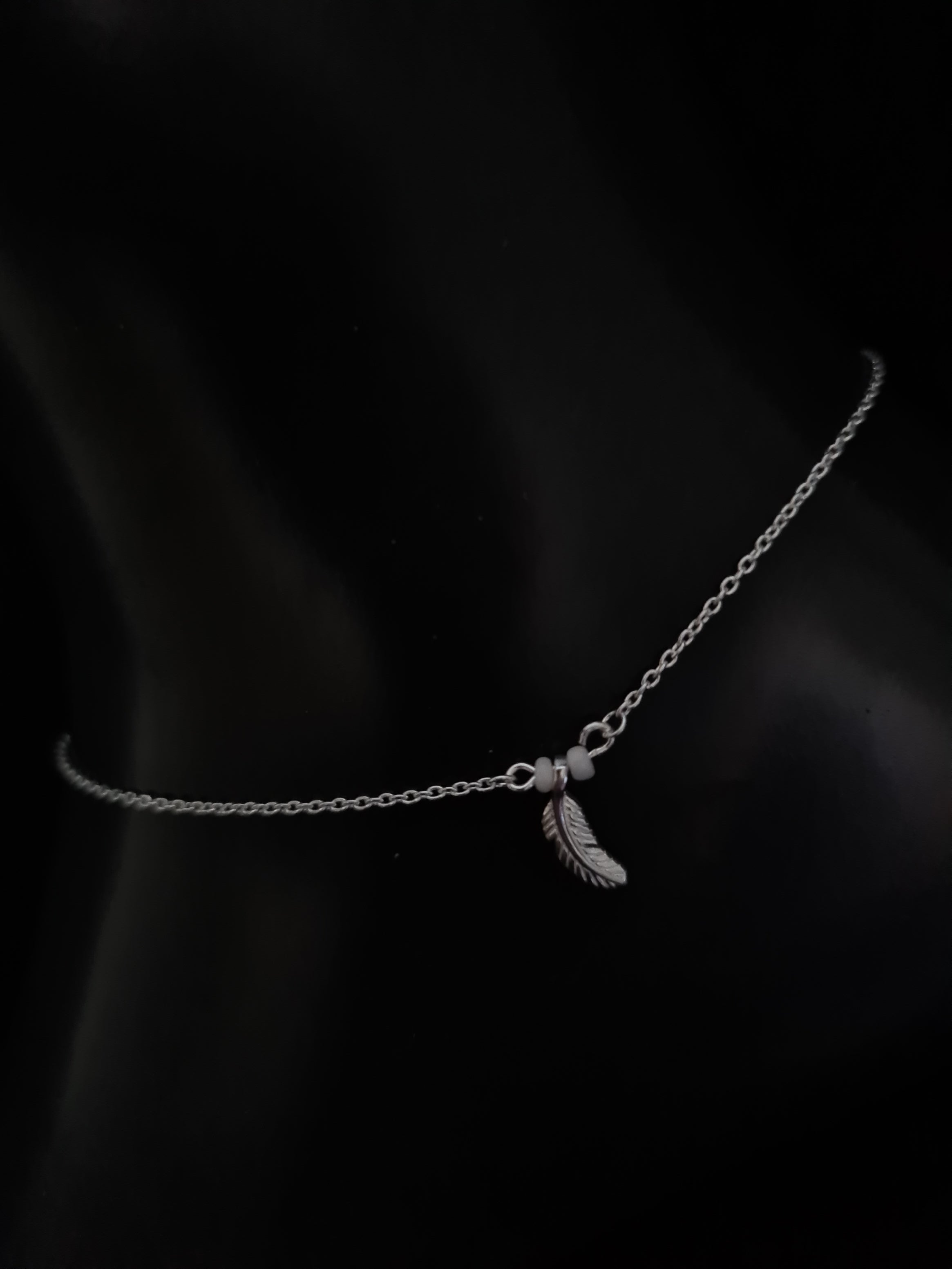 925 DANGLING FEATHER SILVER ANKLET