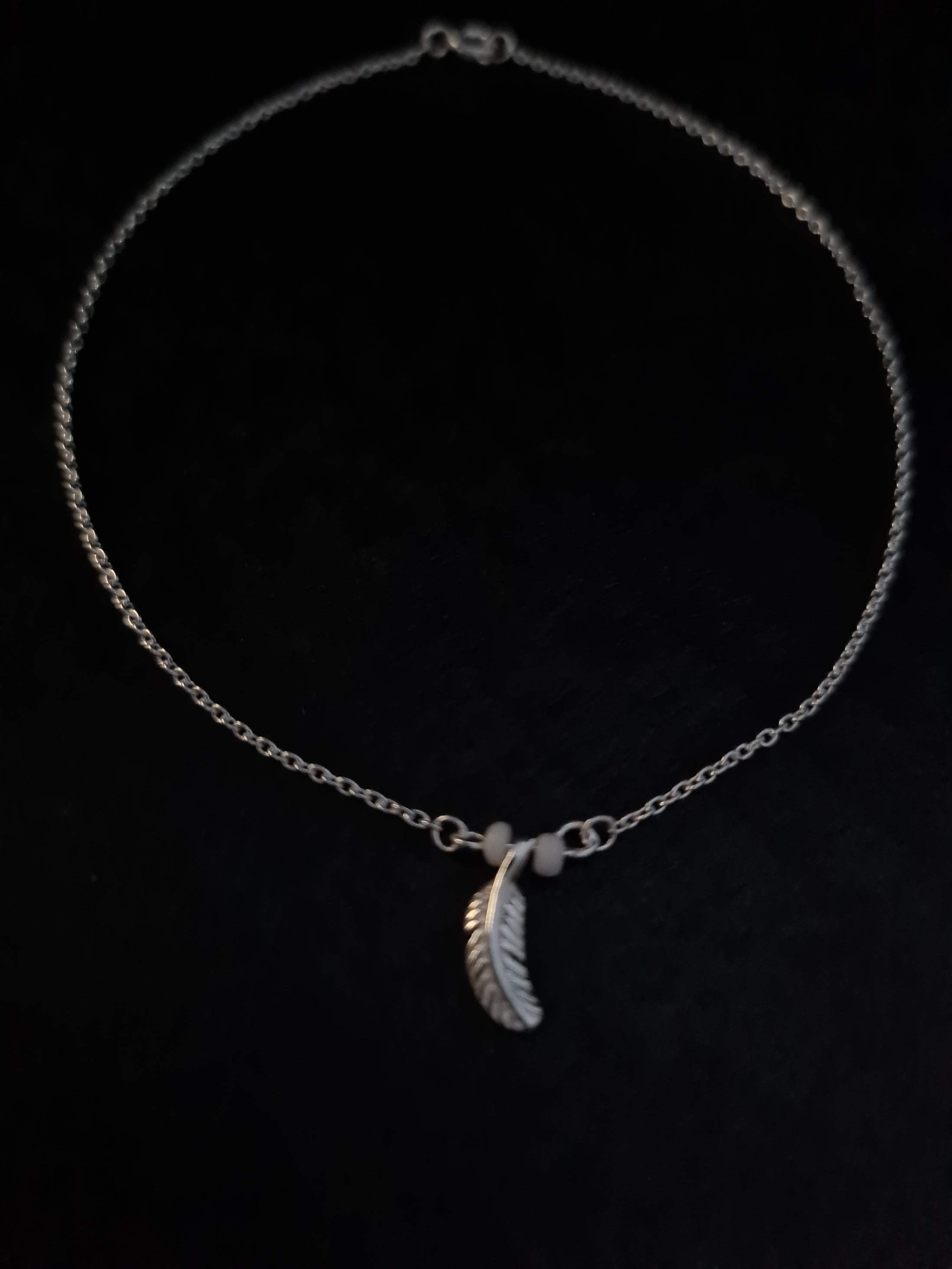 925 DANGLING FEATHER SILVER ANKLET