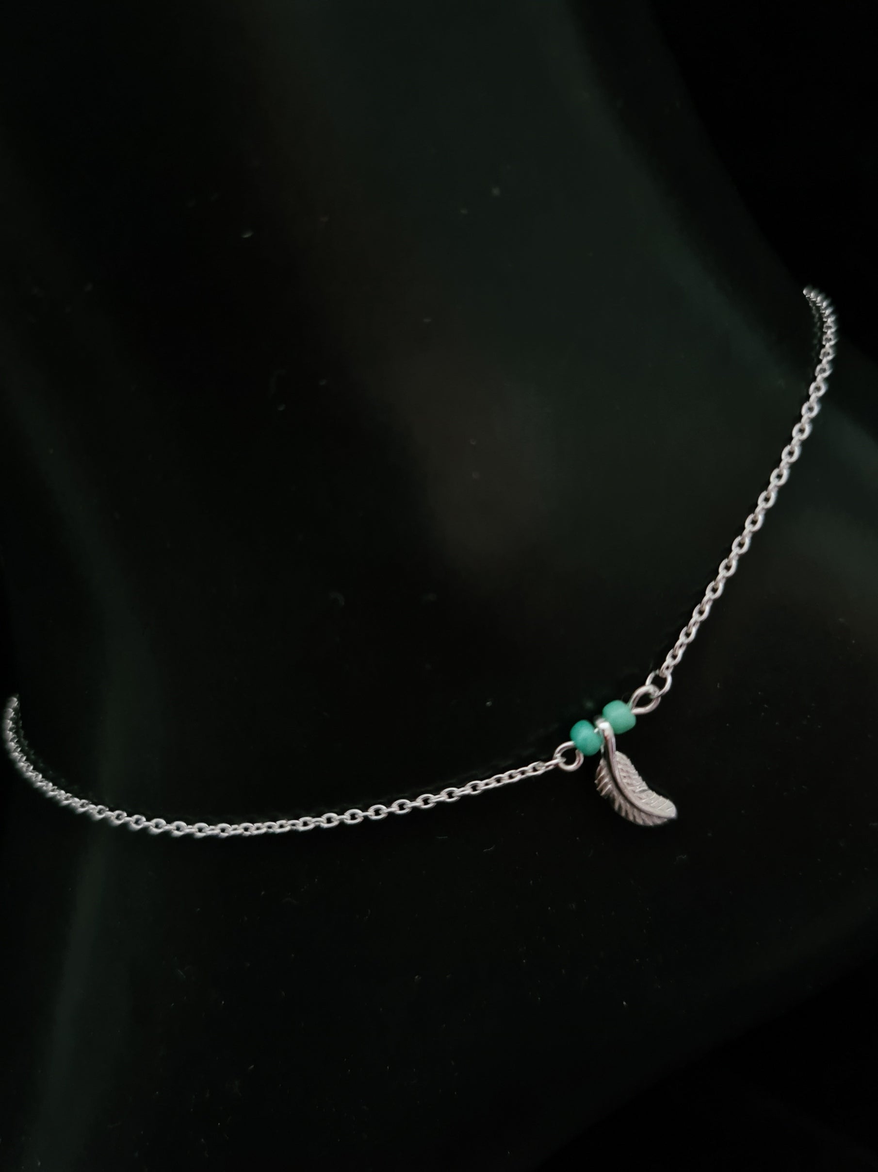 925 DANGLING FEATHER SILVER ANKLET