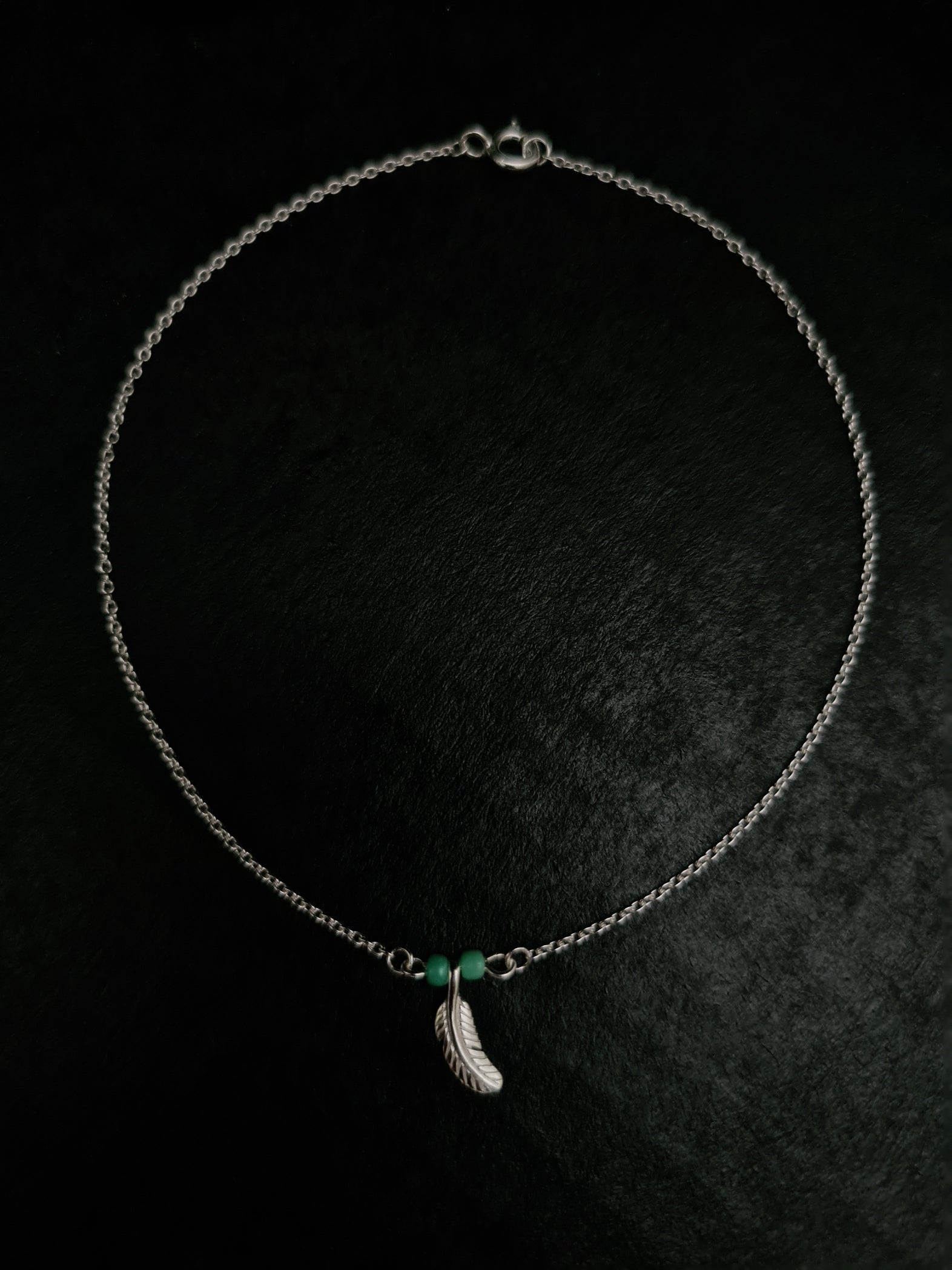 925 DANGLING FEATHER SILVER ANKLET