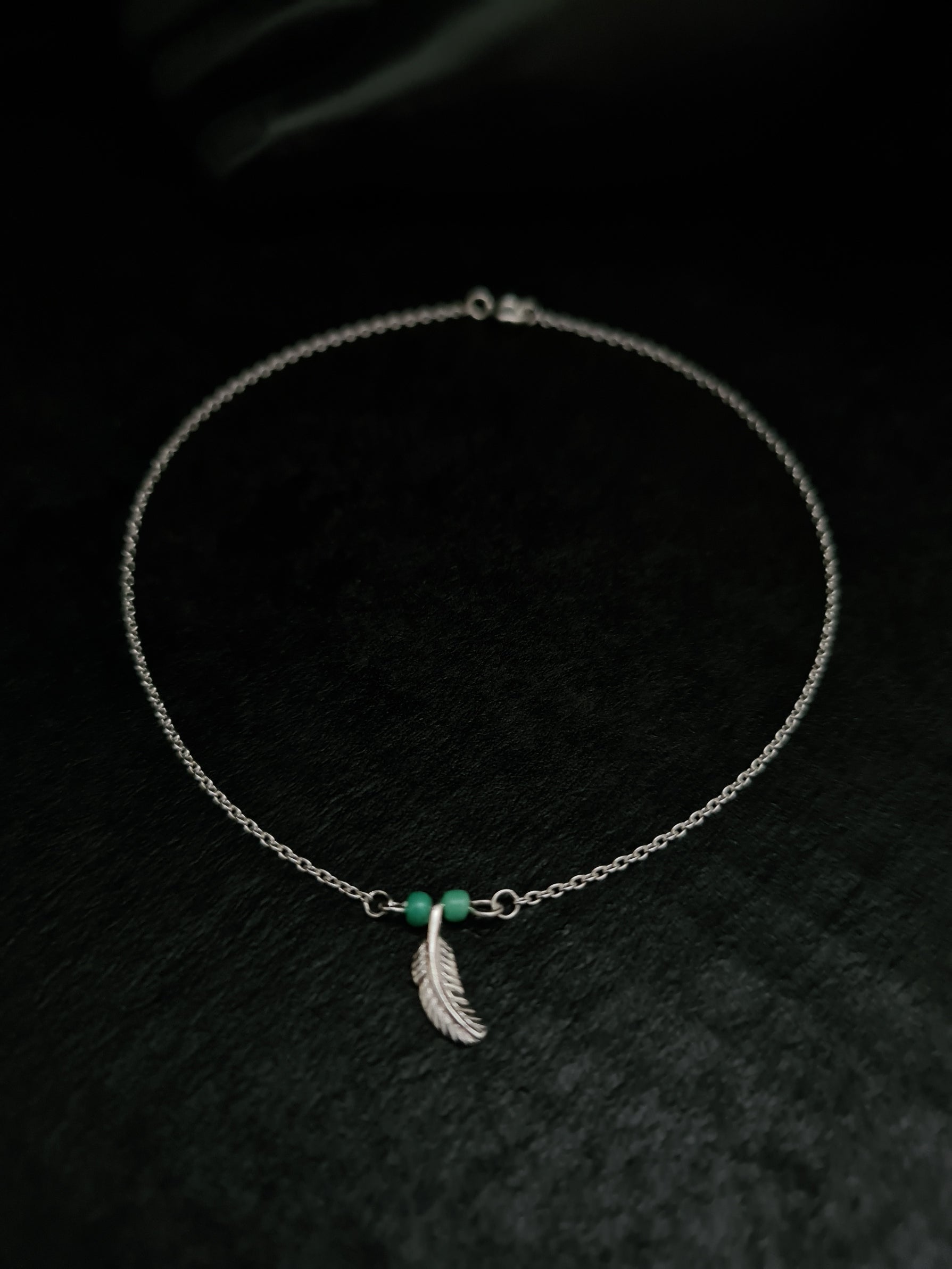 925 DANGLING FEATHER SILVER ANKLET