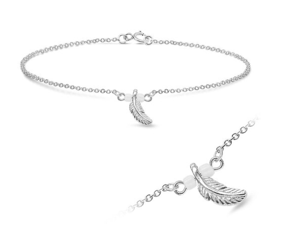  Feather Silver Anklet