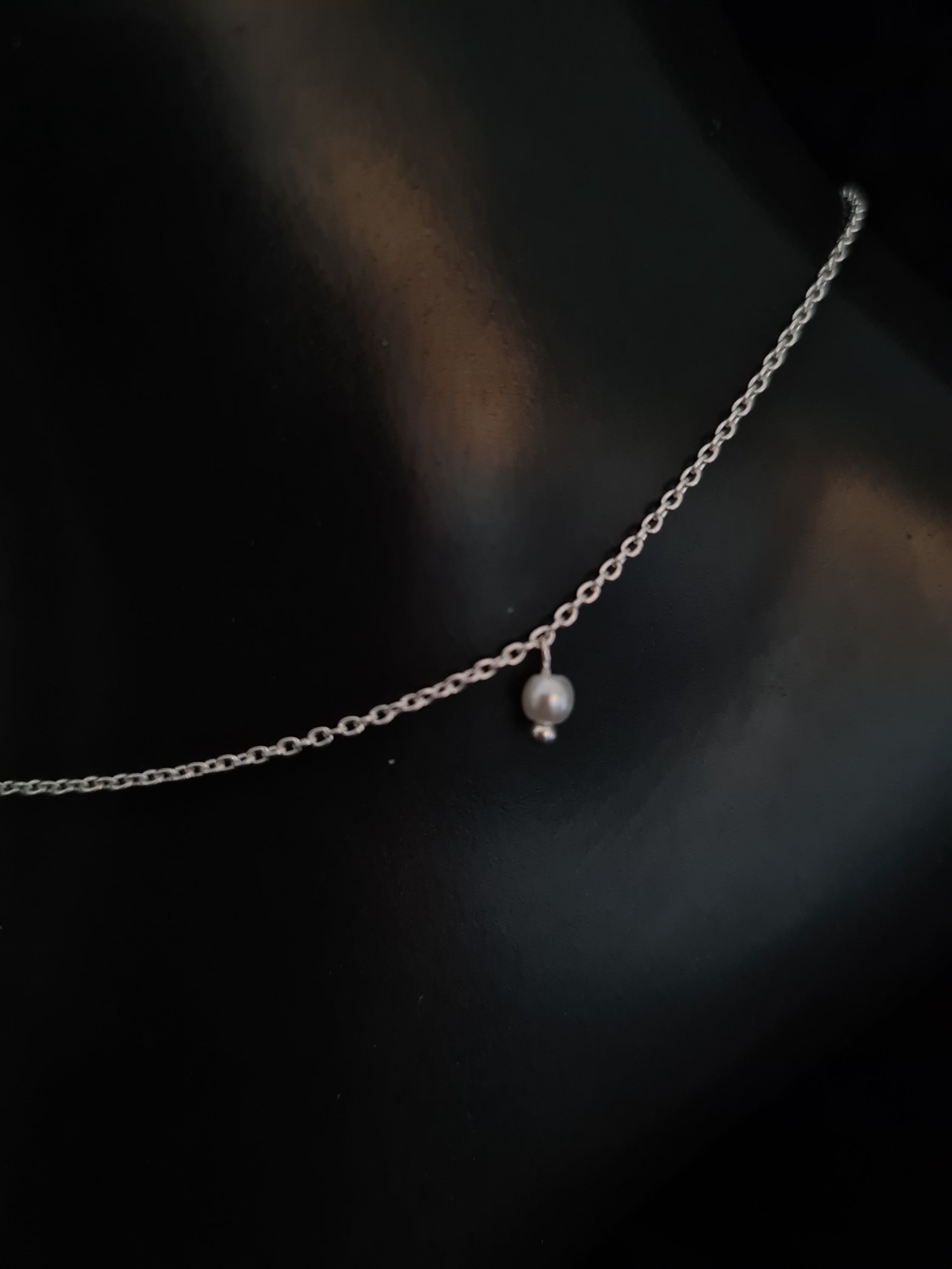 White Pearl Silver Anklet