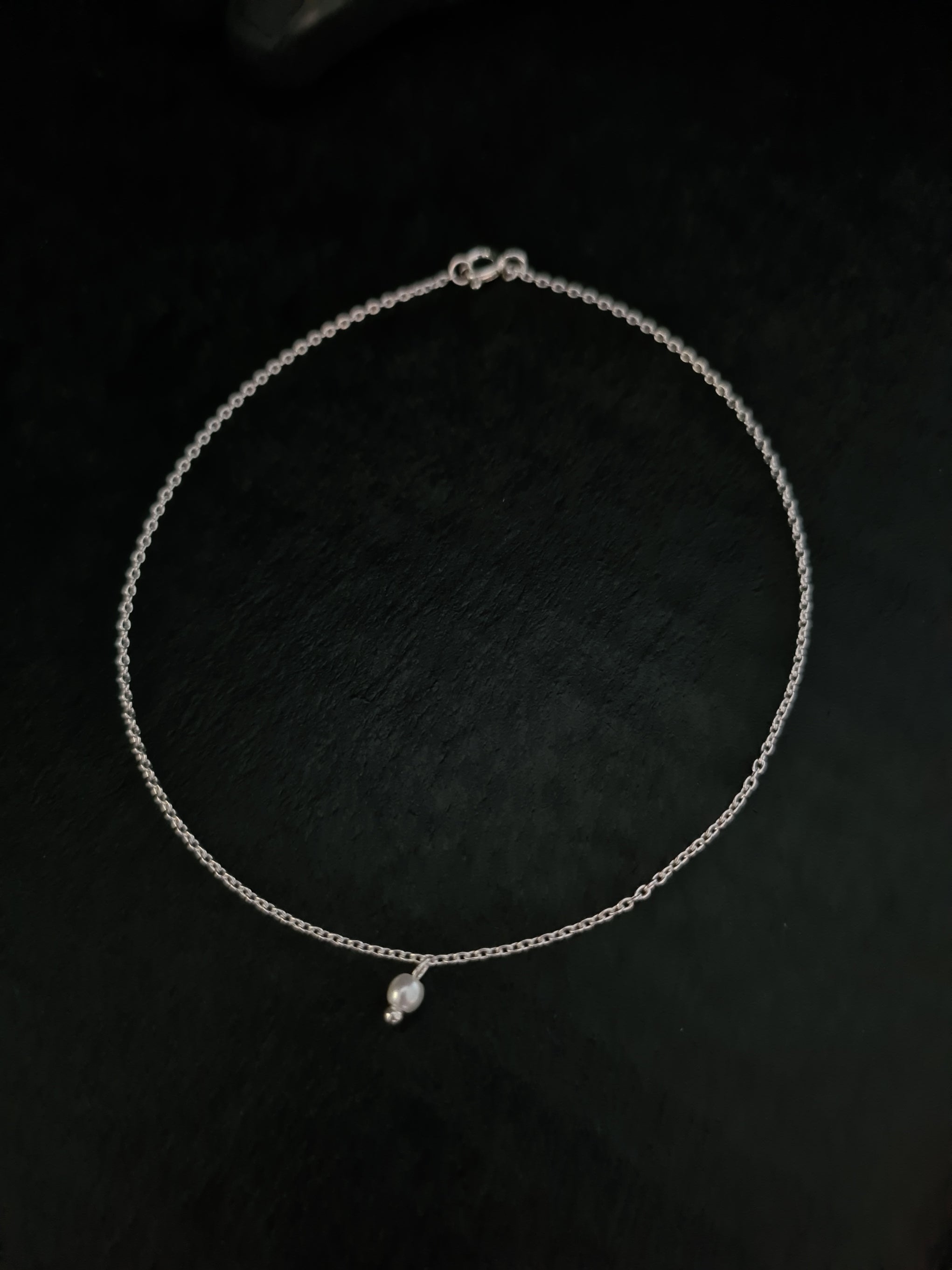 925 CUTE WHITE PEARL SILVER ANKLET