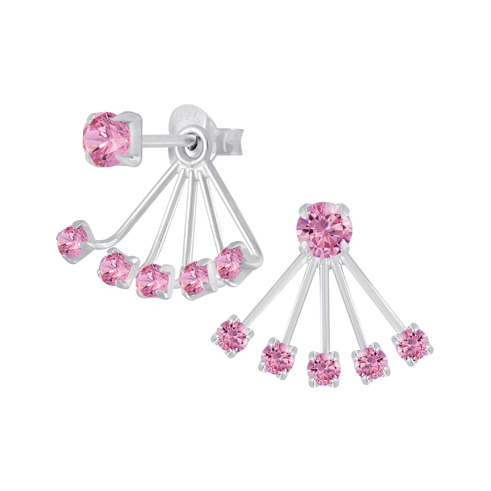 Silver Round Cubic Zirconia Ear Jackets