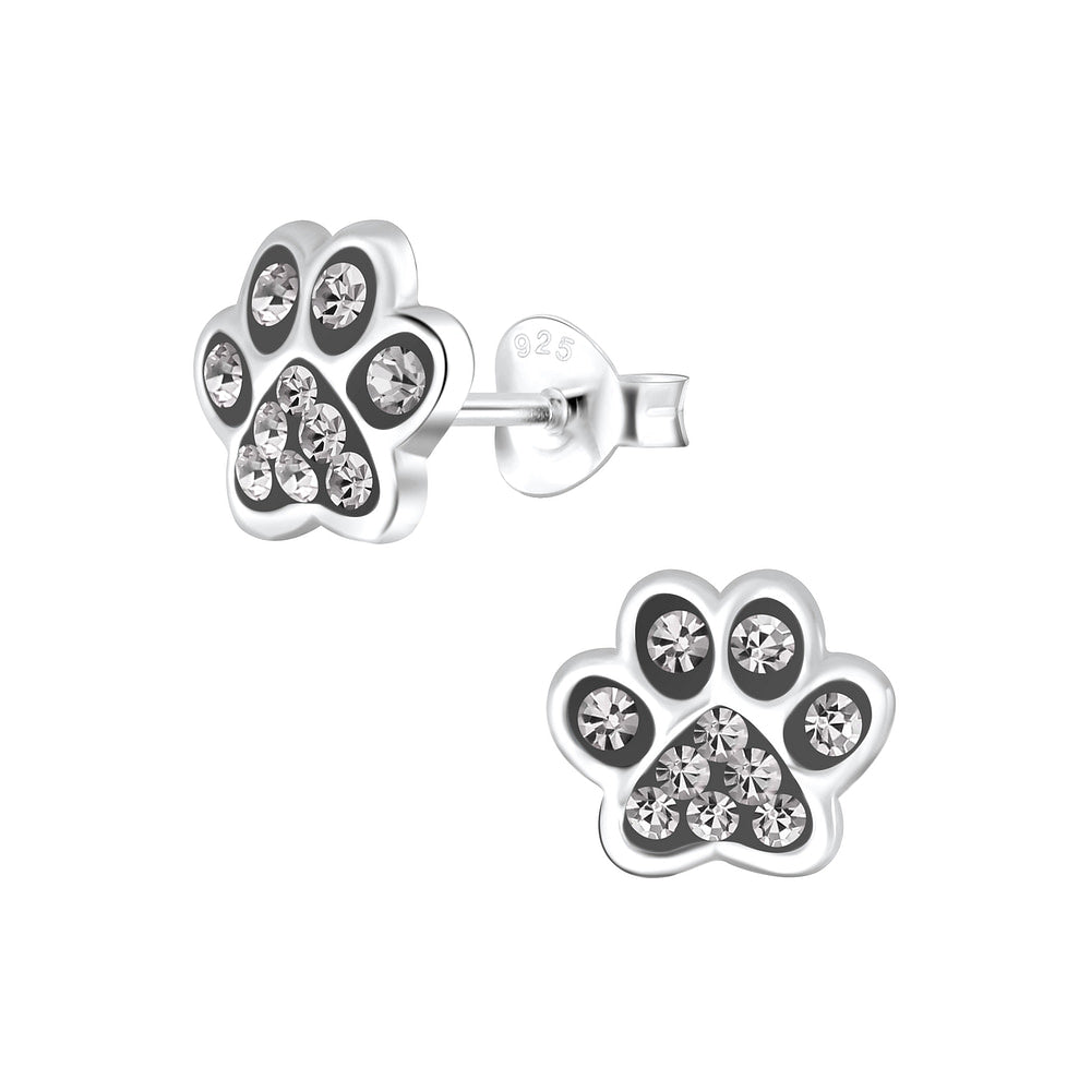 Silver Paw Print Stud Earrings