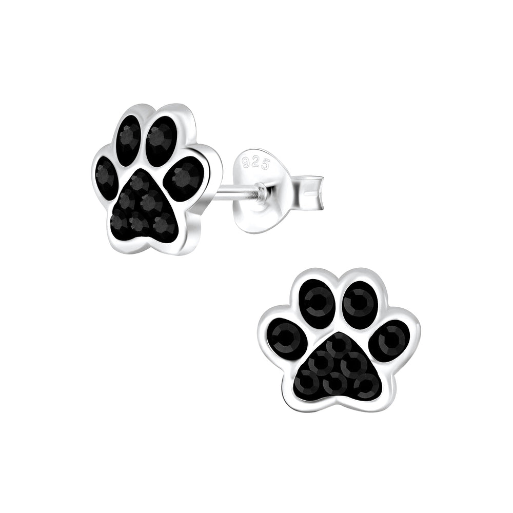 Silver Paw Print Stud Earrings